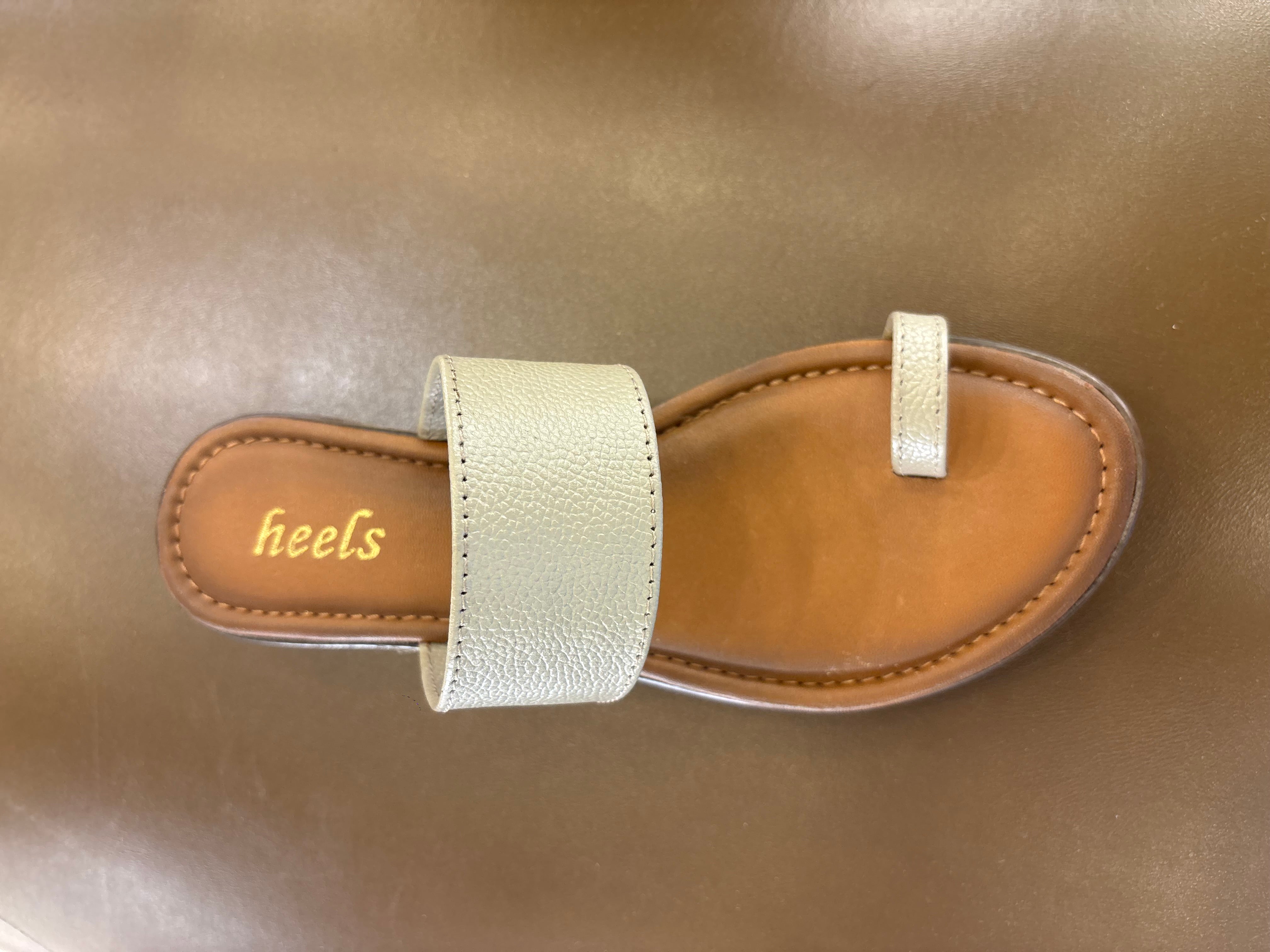Welma Thumb Strap Leather Summer Slippers Chikoo - The Heels India