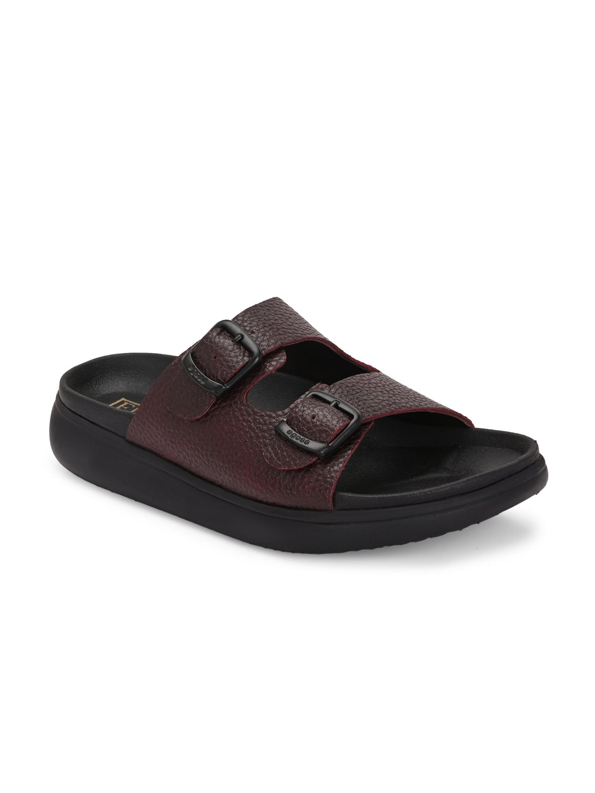 Kai Double Strap Leather Sliders - The Heels India