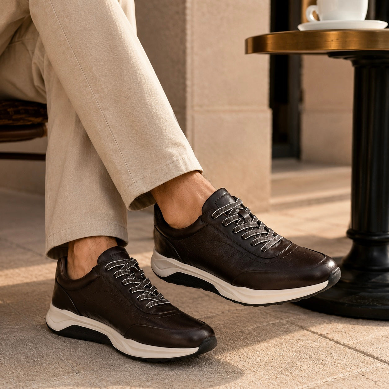 Kai Premium Leather Lace Up Sneakers