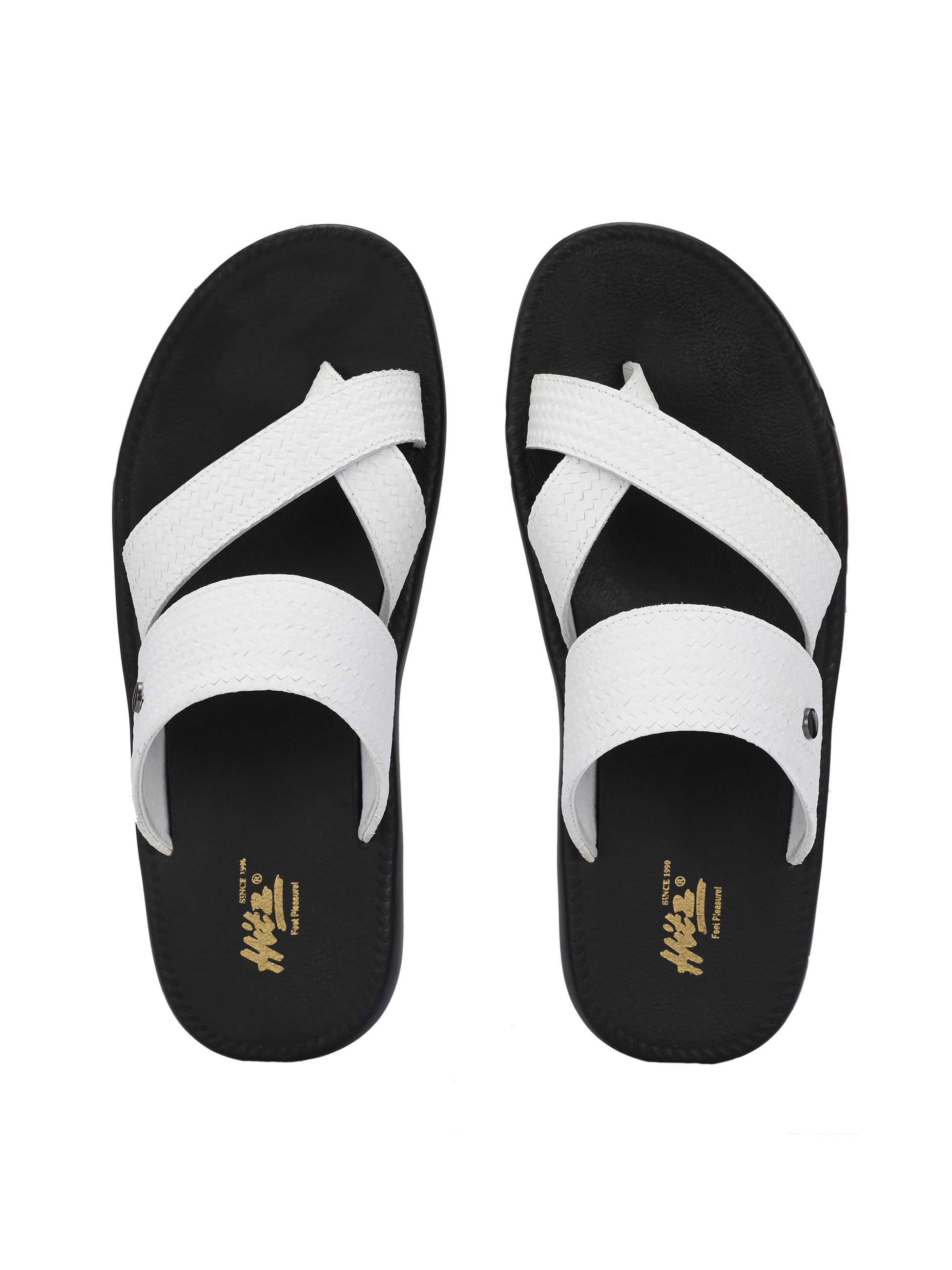 Lustral White Leather Slippers