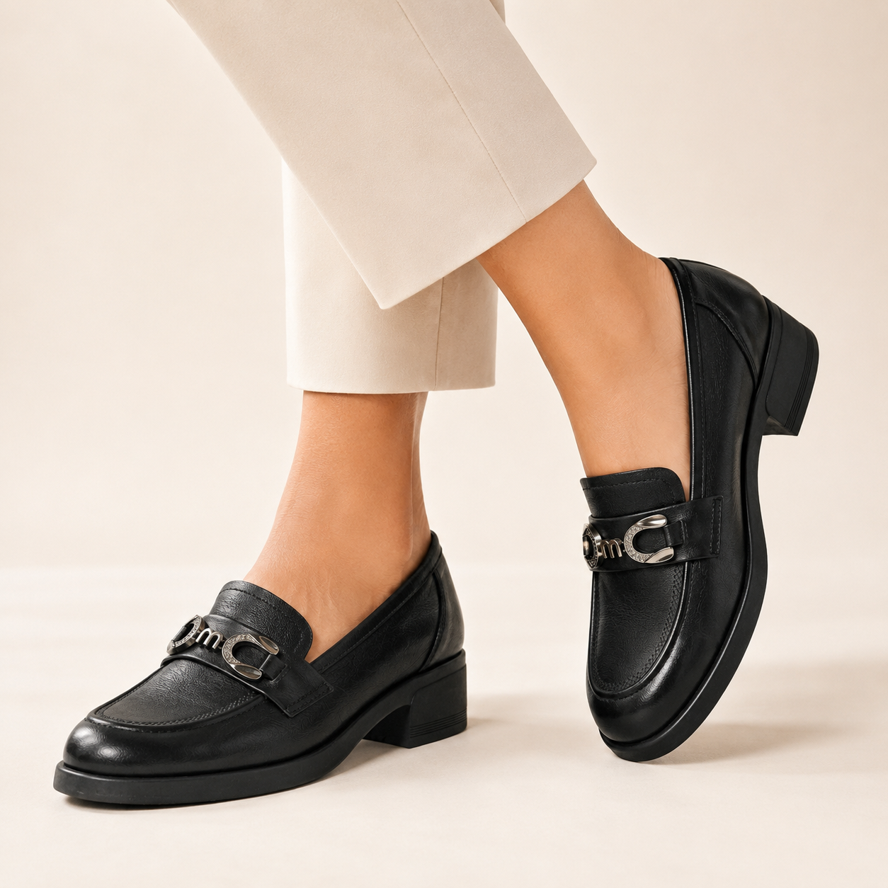 Kelly Premium Leather Mid Heel Loafers