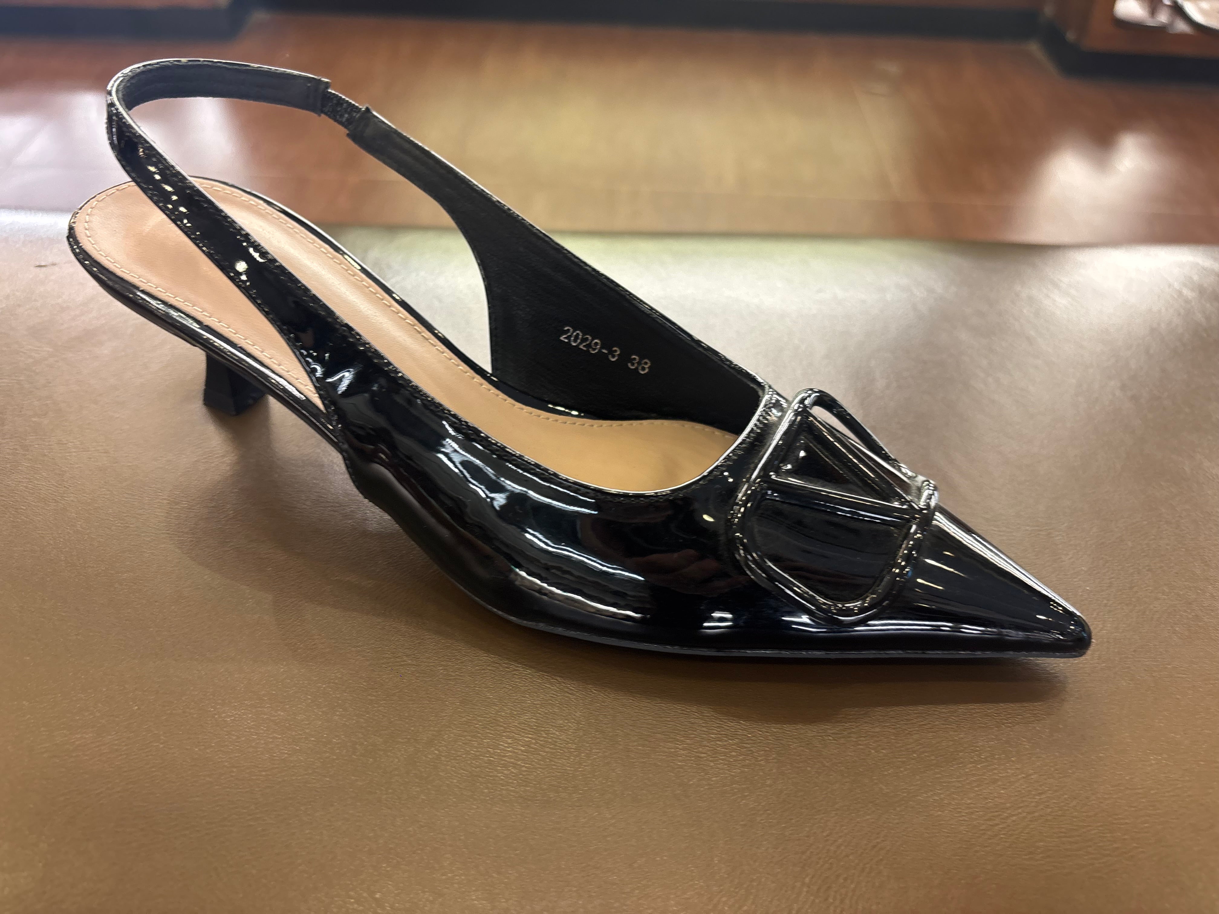 Valeria Premium Patent Slingback Kitten Heels