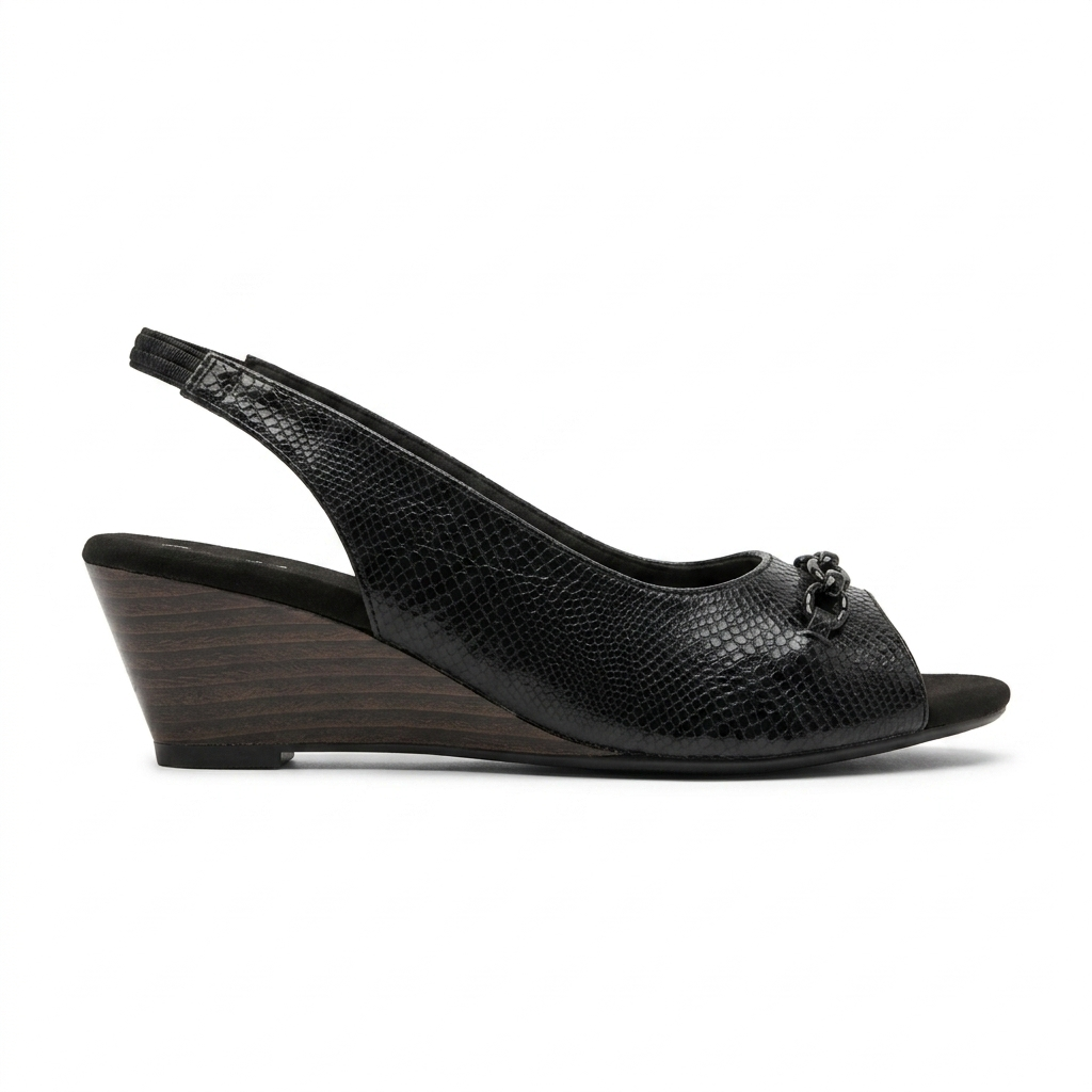 Serena Wedge Back Elastic Peep Toe Sandal