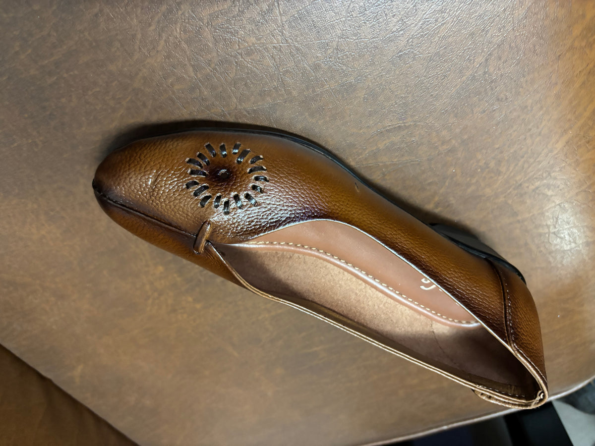Lina Leather Wedge Ballerinas