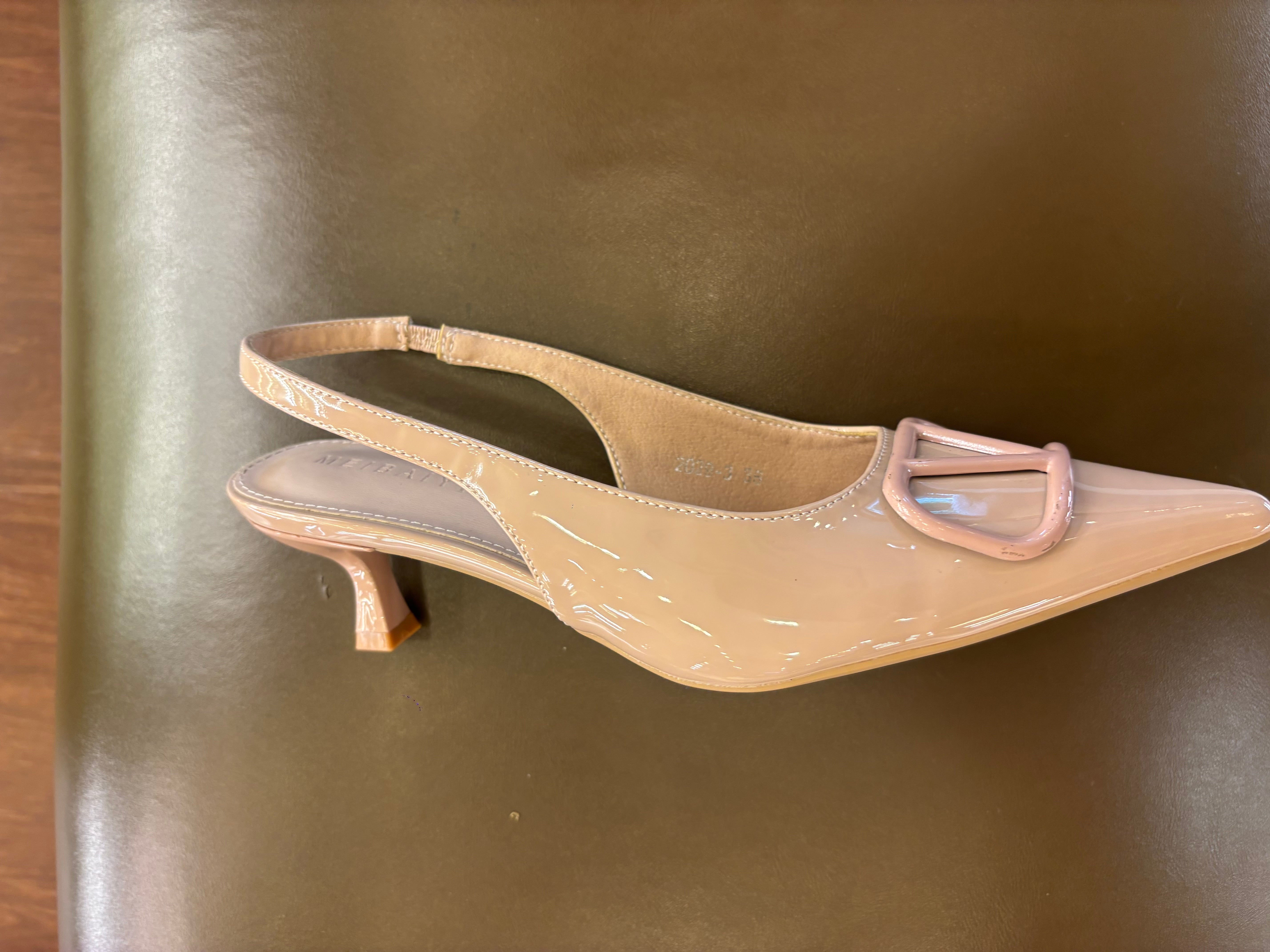 Valeria Premium Patent Slingback Kitten Heels