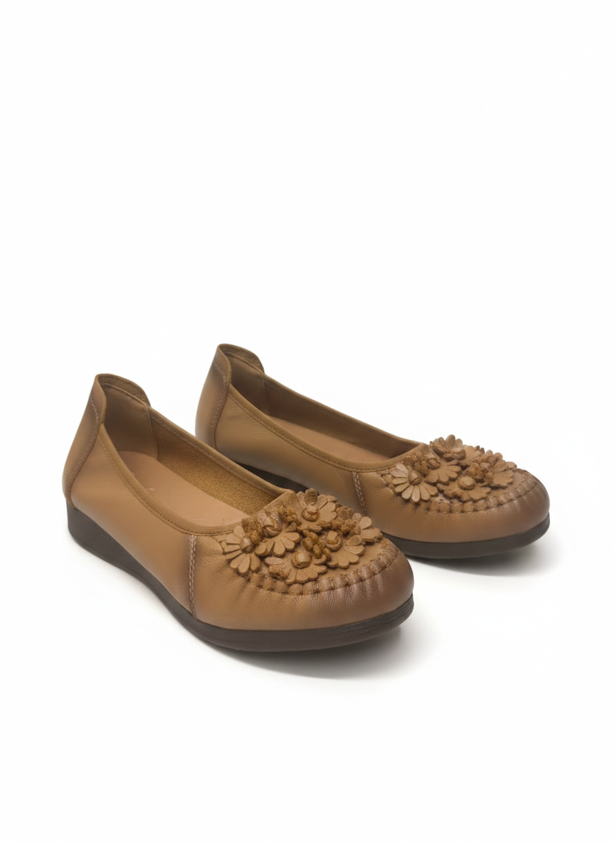 Flora Premium Leather Cushioned Ballerinas
