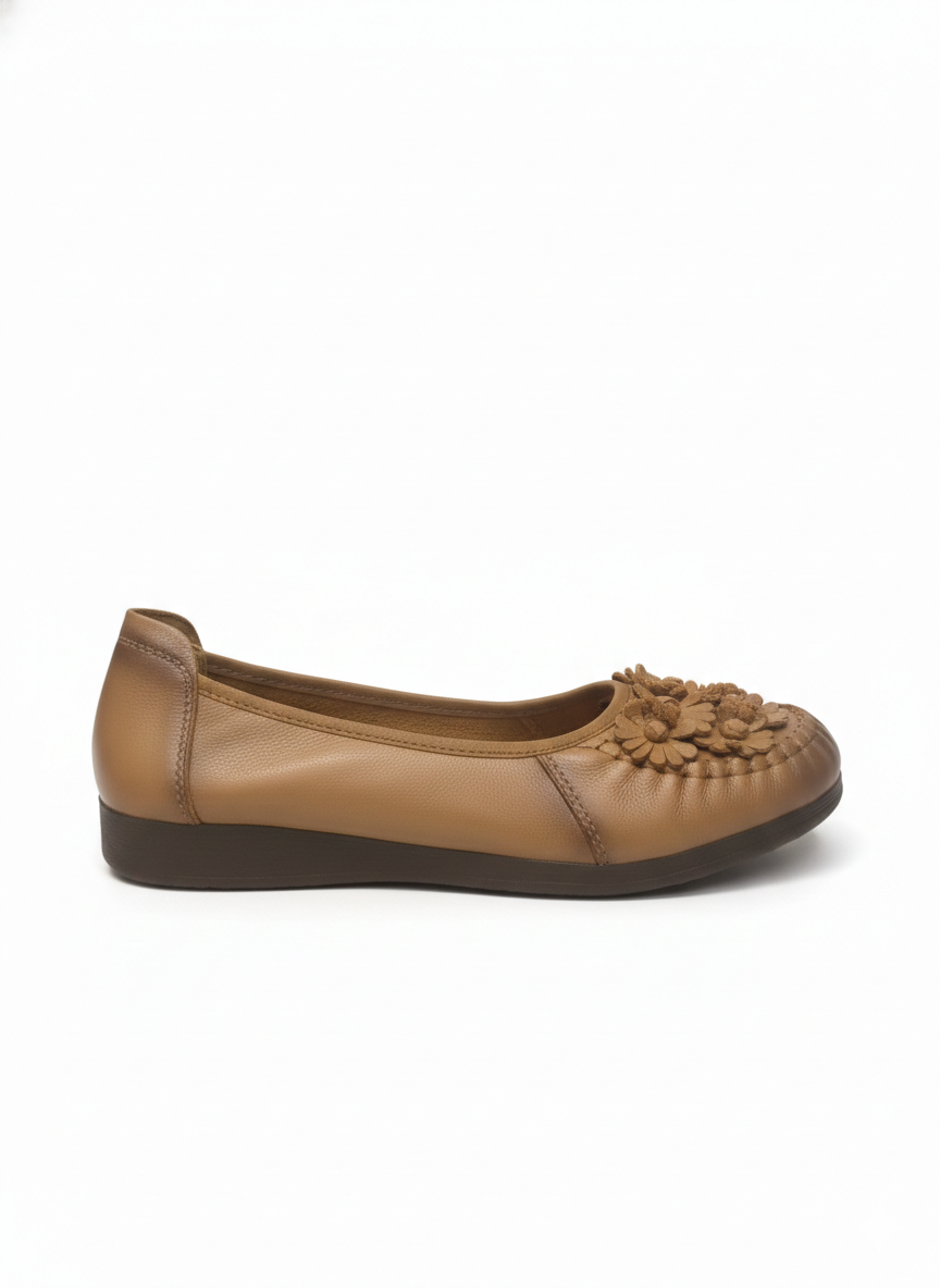 Flora Premium Leather Cushioned Ballerinas
