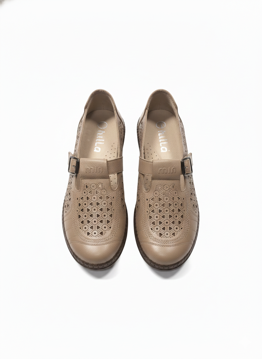 Alicia Premium Leather Ankle Strap Loafer Shoes - The Heels India