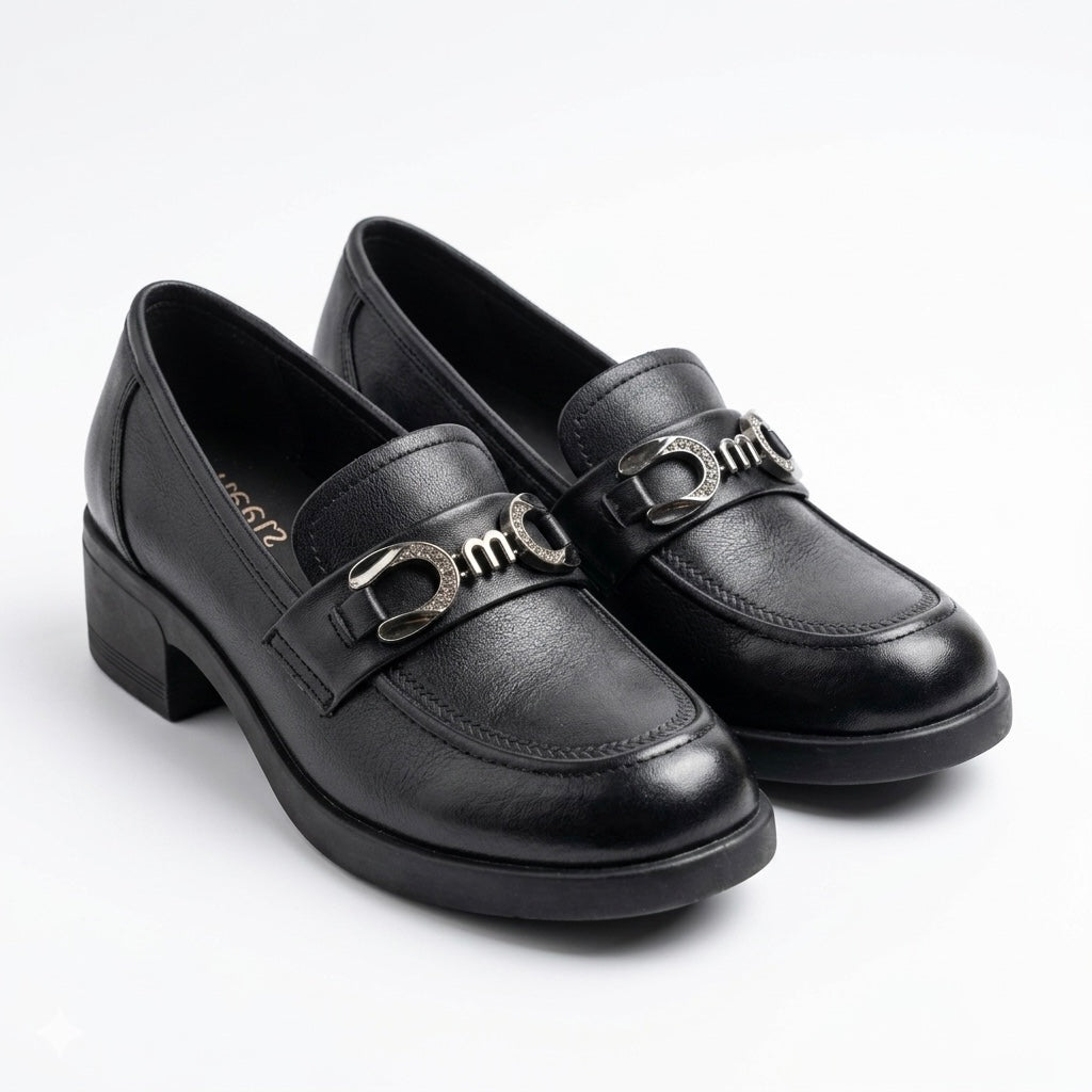Kelly Premium Leather Mid Heel Loafers