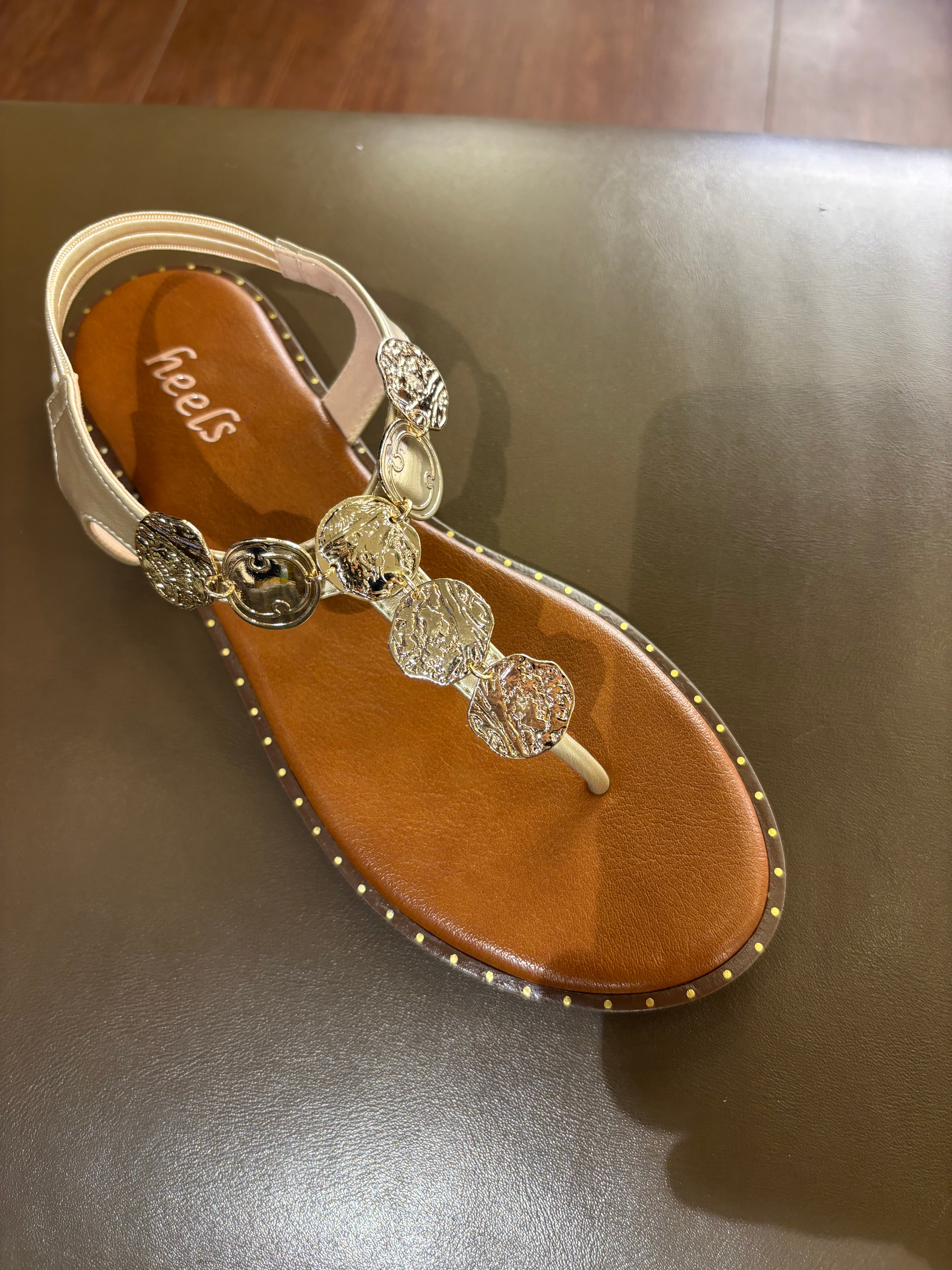 Reba Cushioned Comfort Back Elastic Coin Sandals - The Heels India