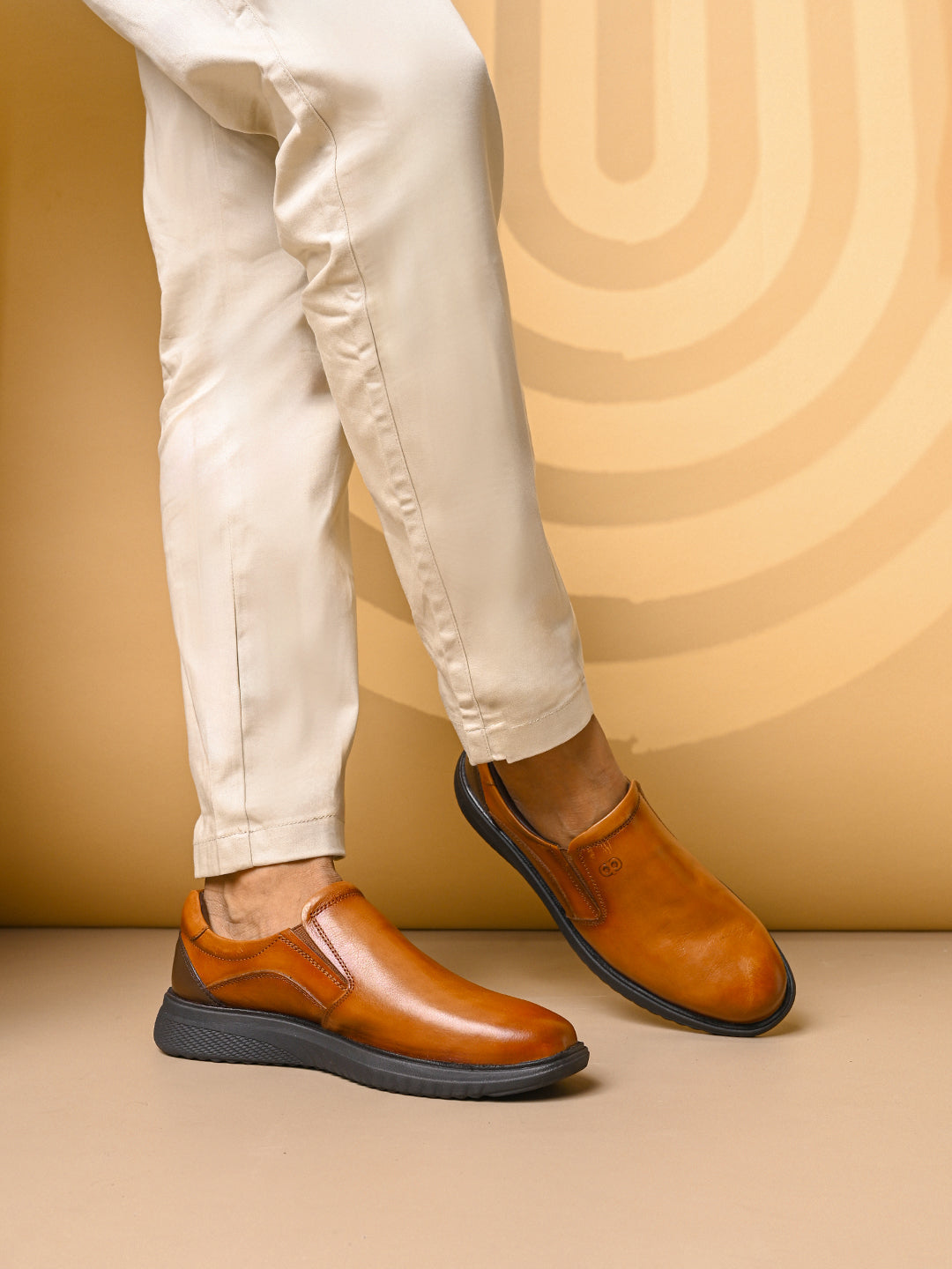 Regalia Tan Leather Slip ons - The Heels India
