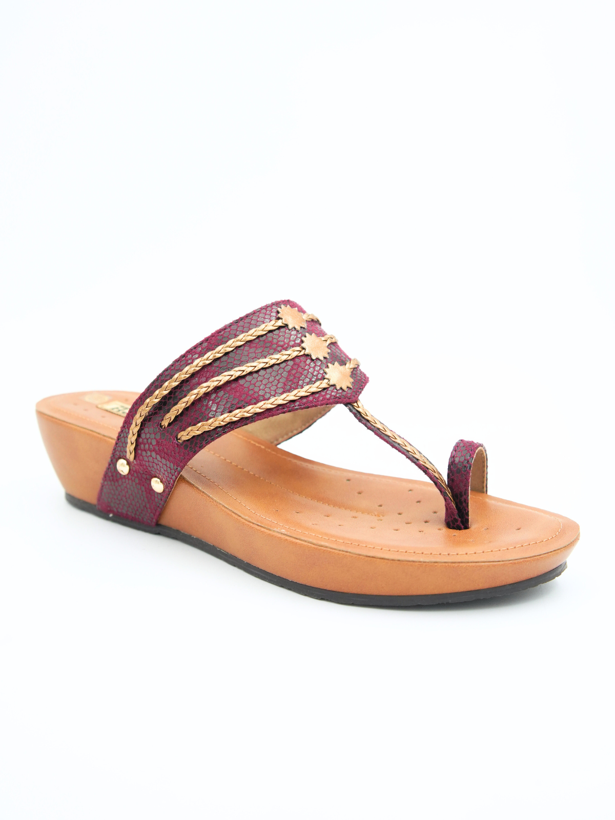 Lilith Memory Cushion Kohlapuri Wedge Slippers