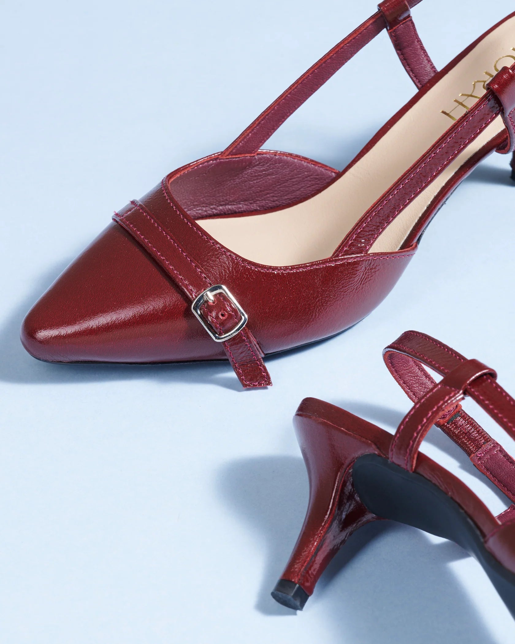 MINDY Premium Leather Patent Kitten Heel Pumps - The Heels India