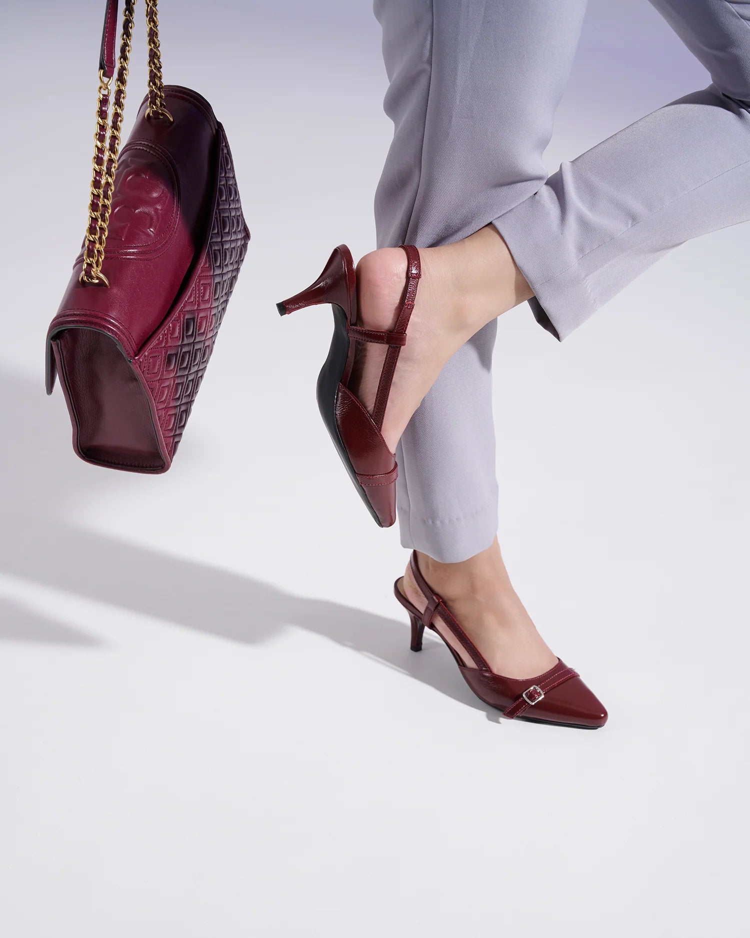 MINDY Premium Leather Patent Kitten Heel Pumps - The Heels India