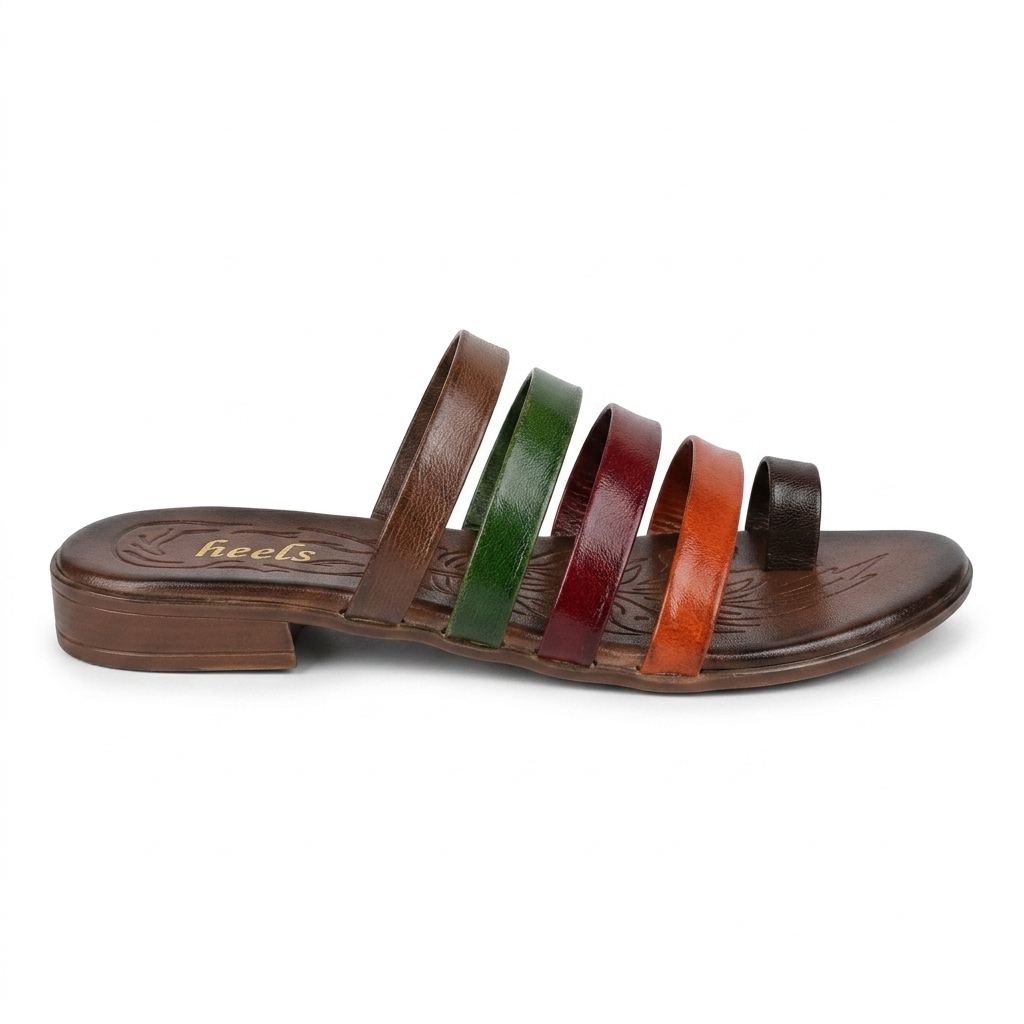 Joy Leather Thumb Strap Flat Slippers
