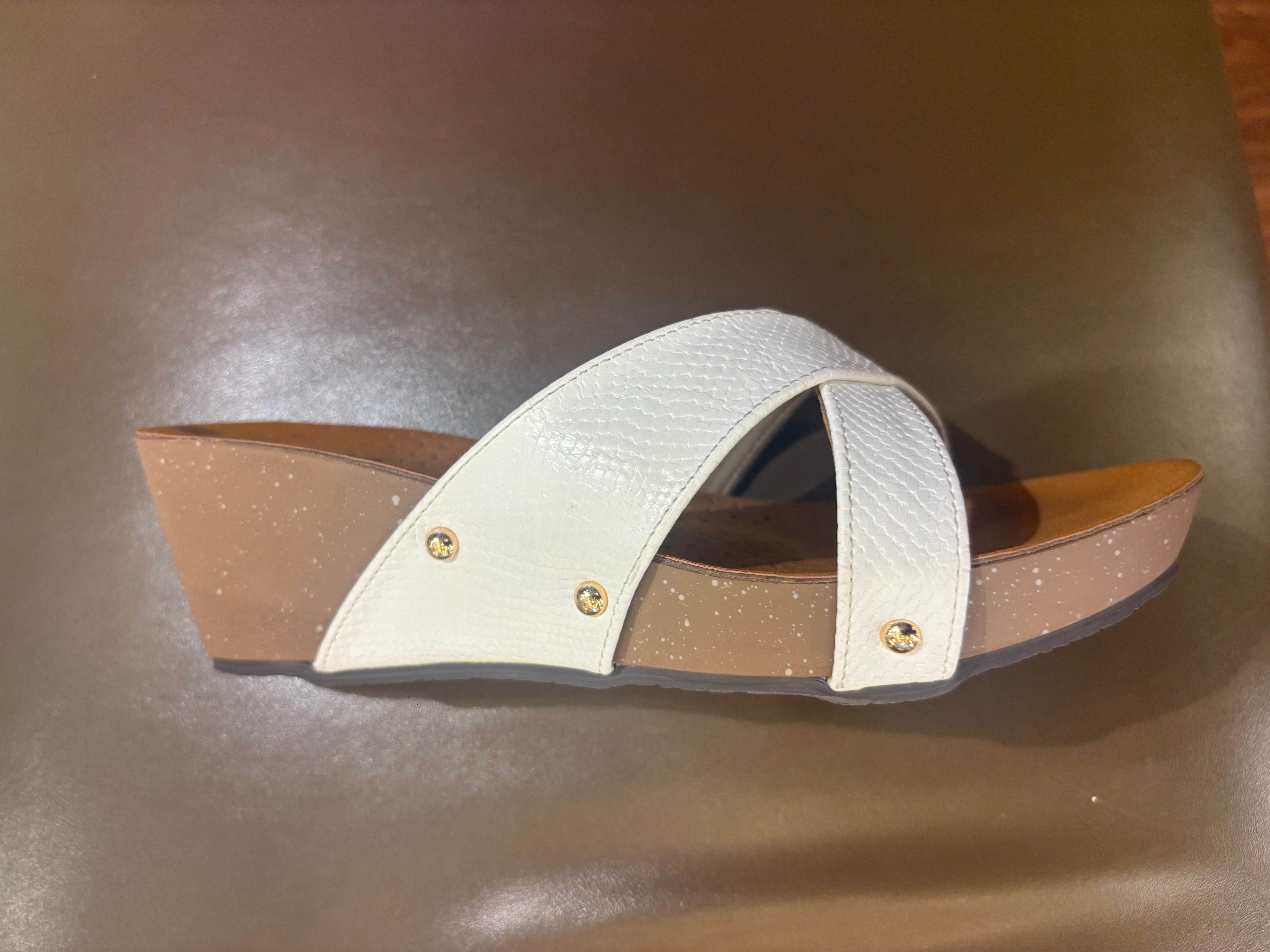Divera Cross Cushioned Wedge Slippers