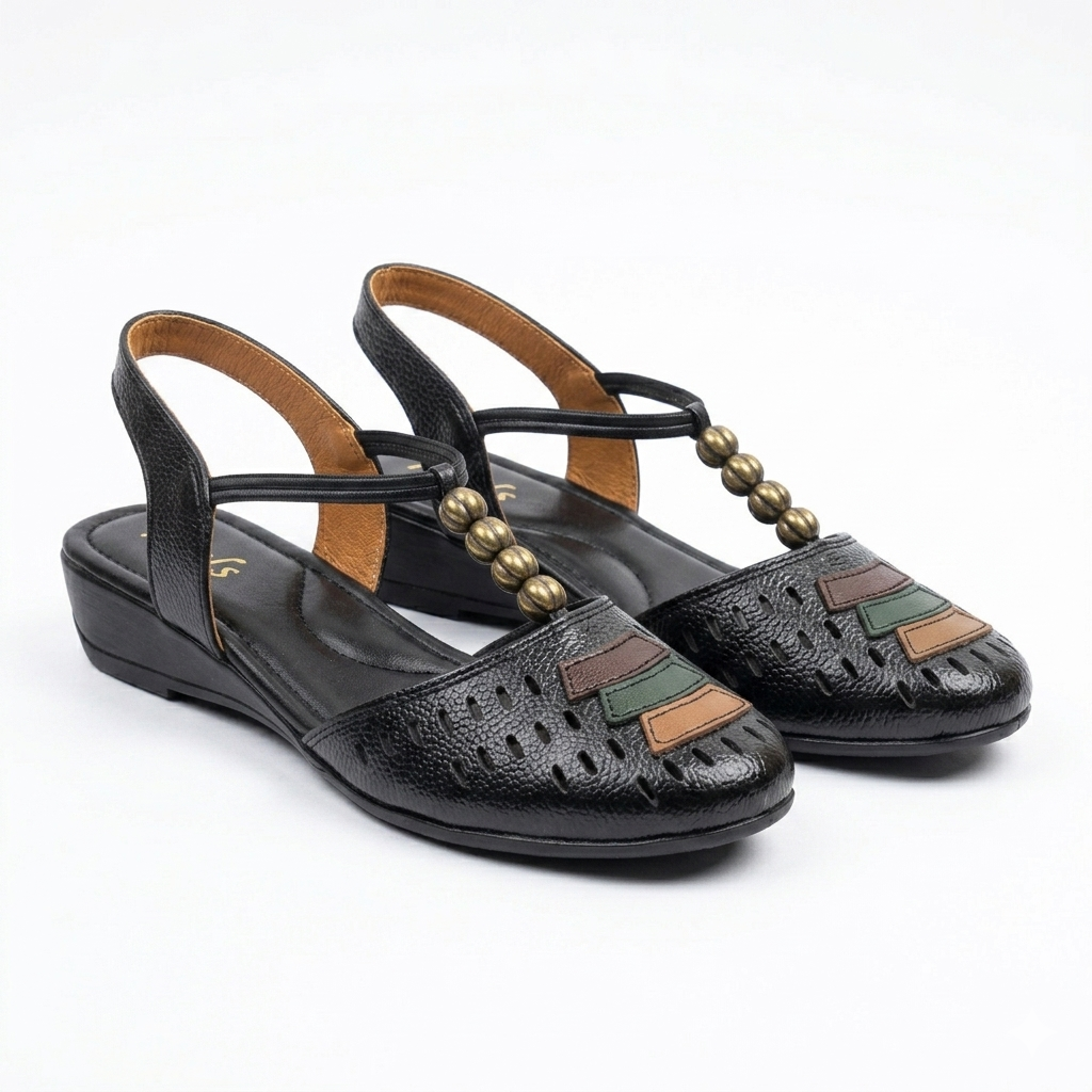 Nida Ethnic Leather Elastic Sandals