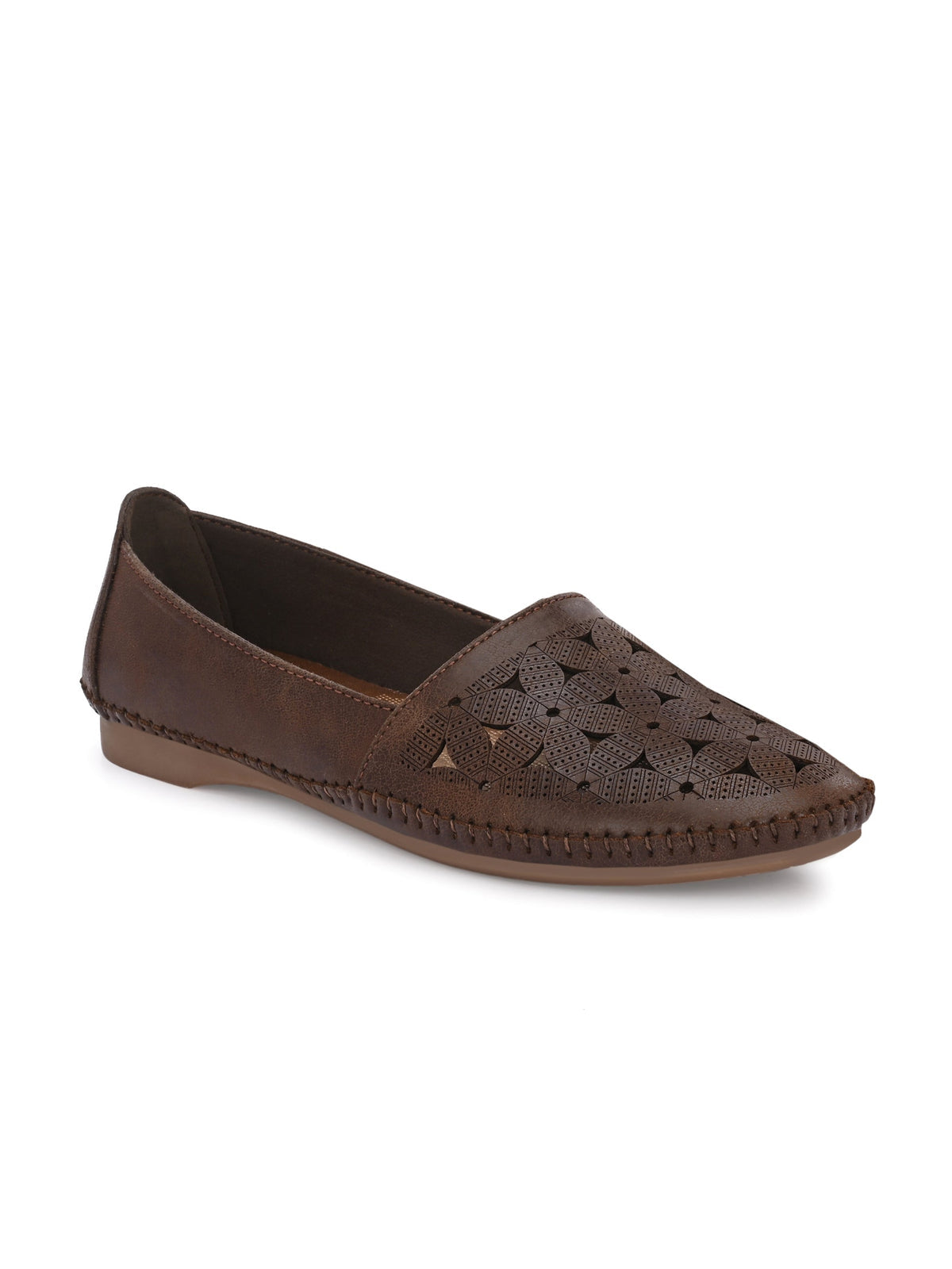 Milla Perforated Cushioned Leather Ballerinas