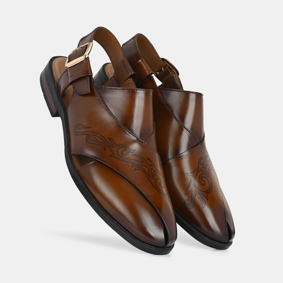 Noble Hand Painted Leather Peshawari Sandals - The Heels India