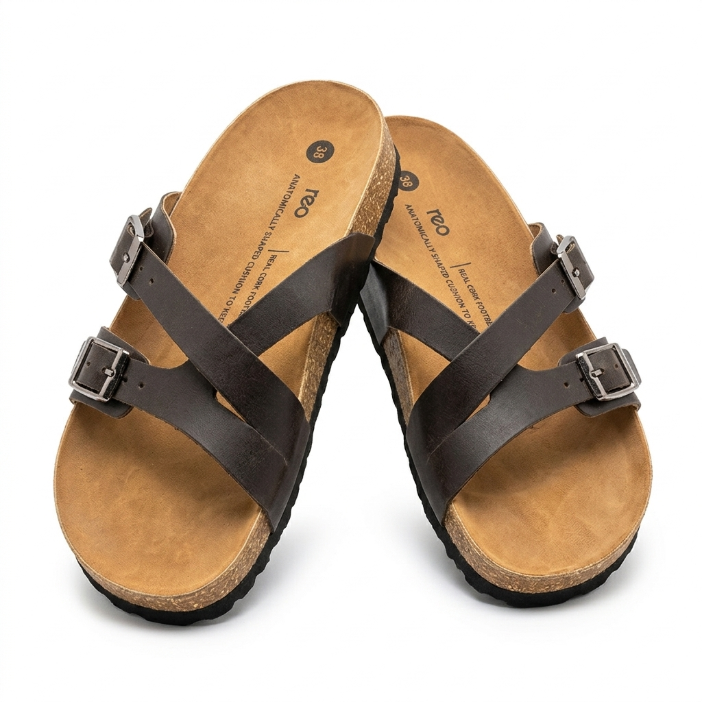 Cherie Buckle Strap Cork Summer Sliders