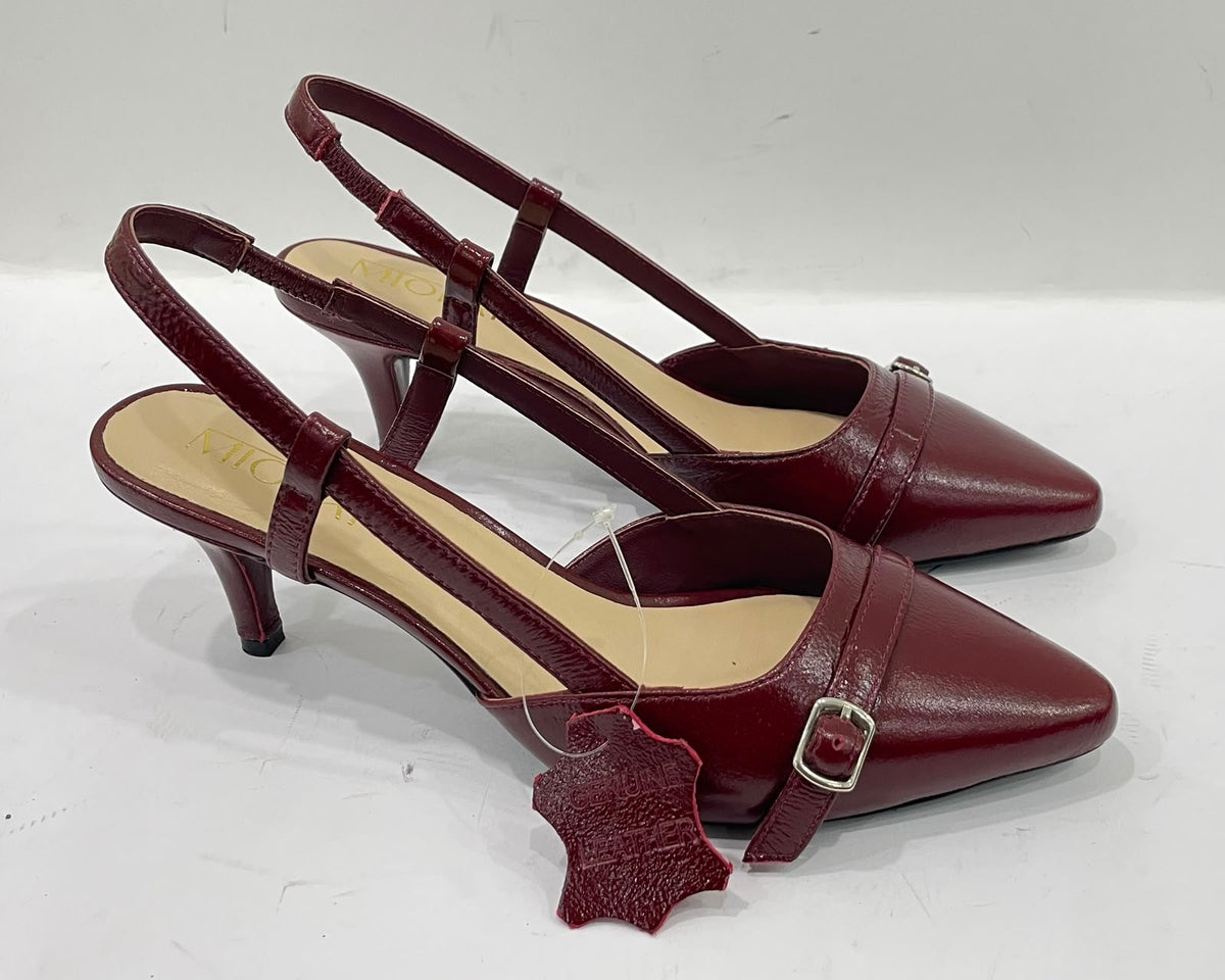 MINDY Premium Leather Patent Kitten Heel Pumps - The Heels India