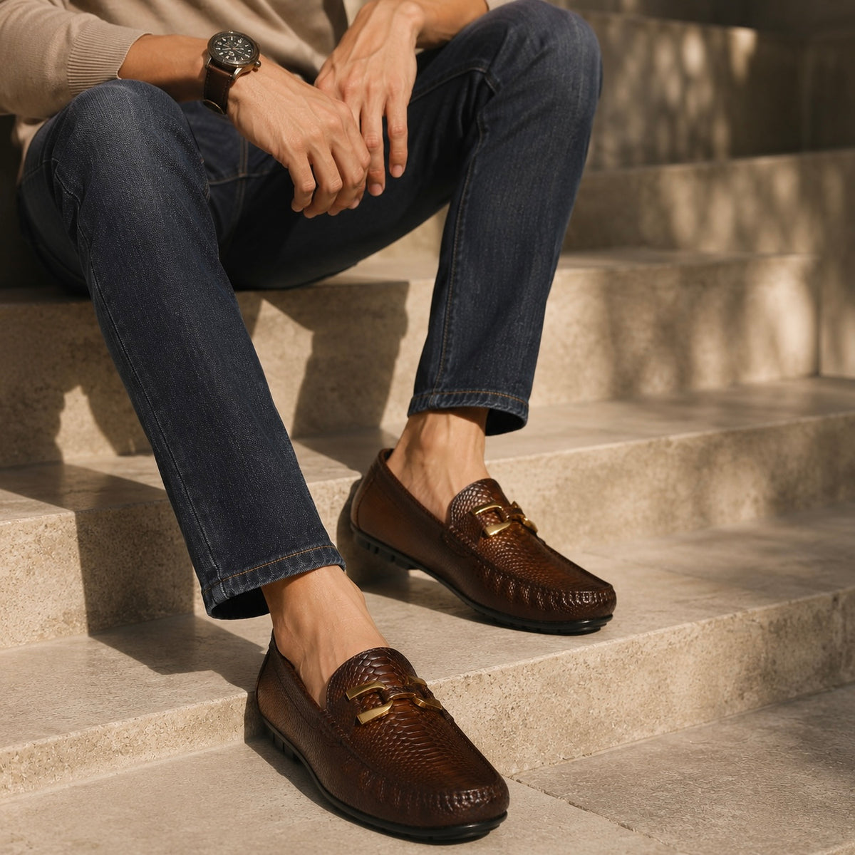 Hertz Platinum Leather Loafers - The Heels India