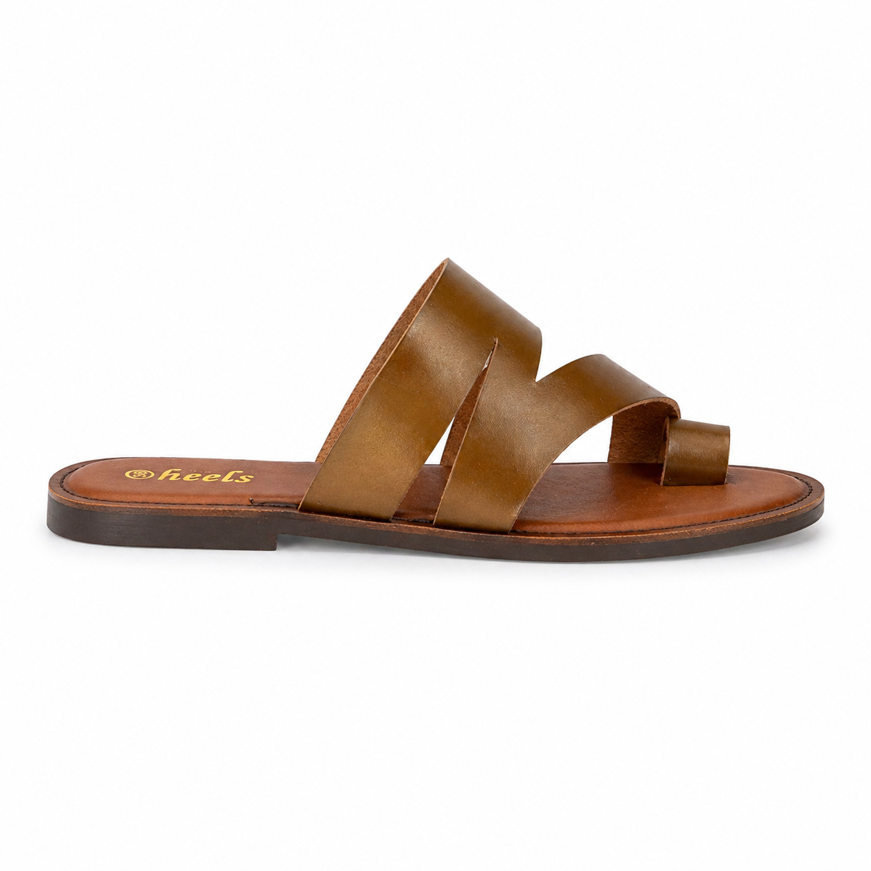 Melanie Leather Thumb Strap Flat Sliders