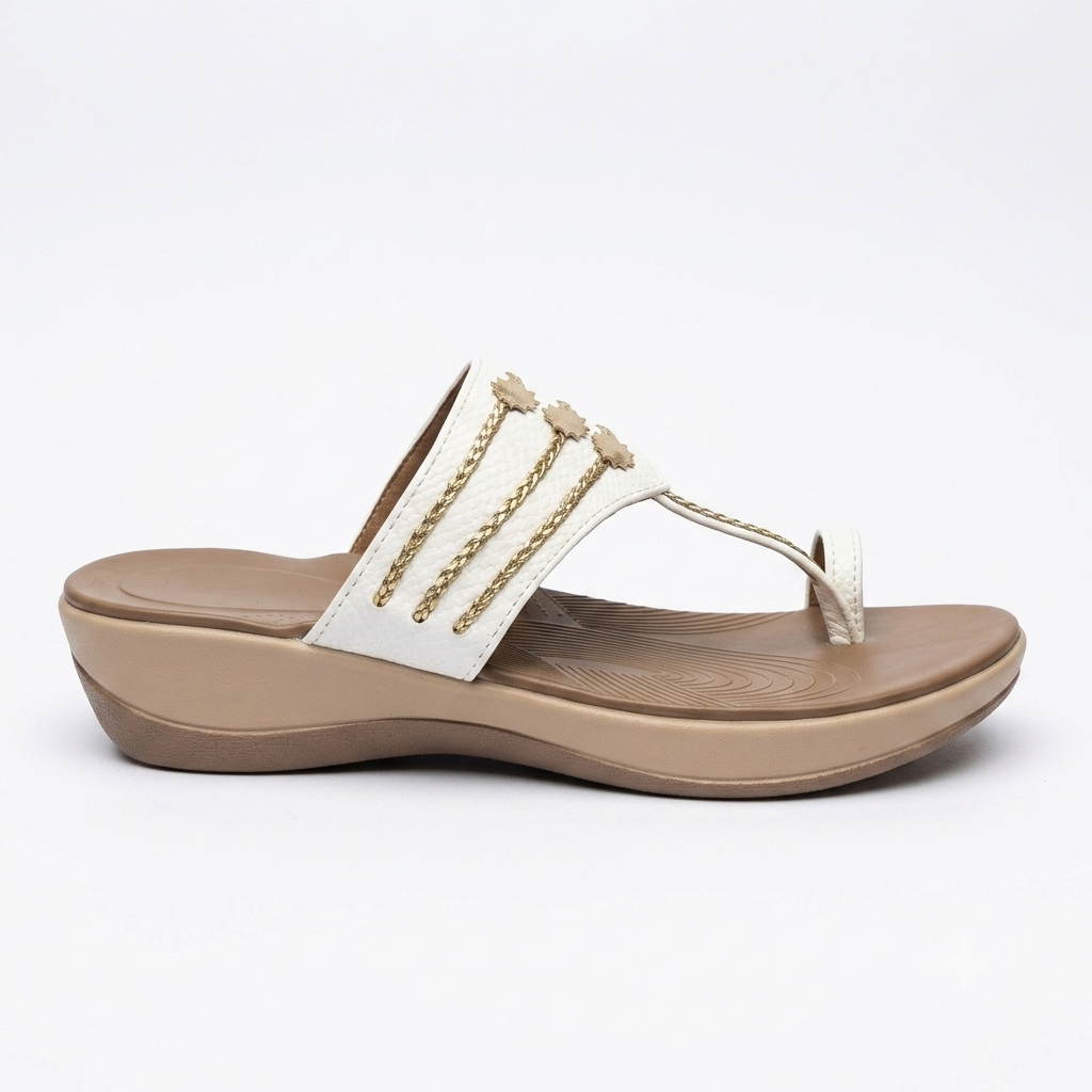 Giselle Memory Cushion Kohlapuri Wedge Slippers