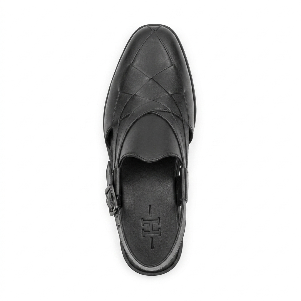 Declan Leather Ethnic Peshawari Sandals Black - The Heels India