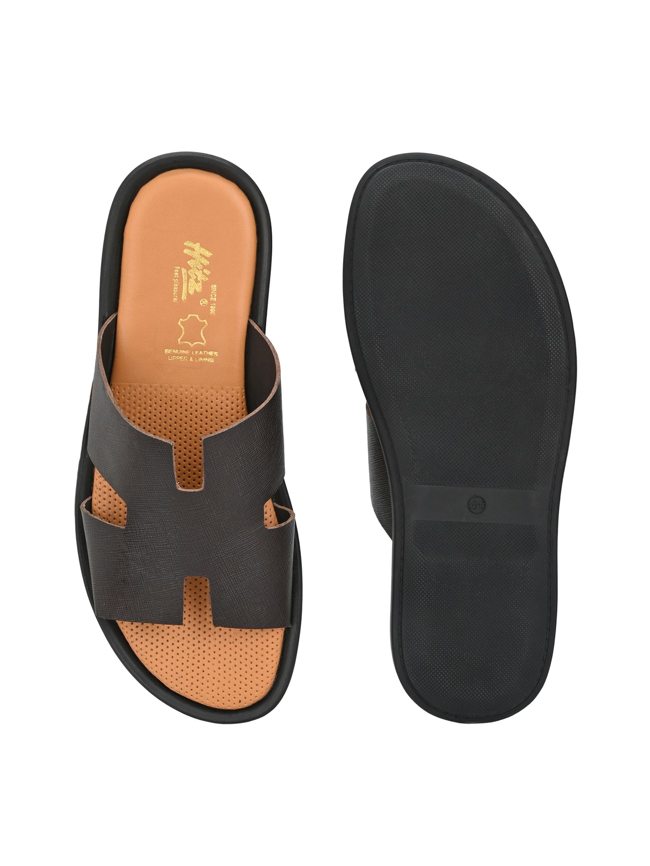 James Brown Leather Sliders - The Heels India