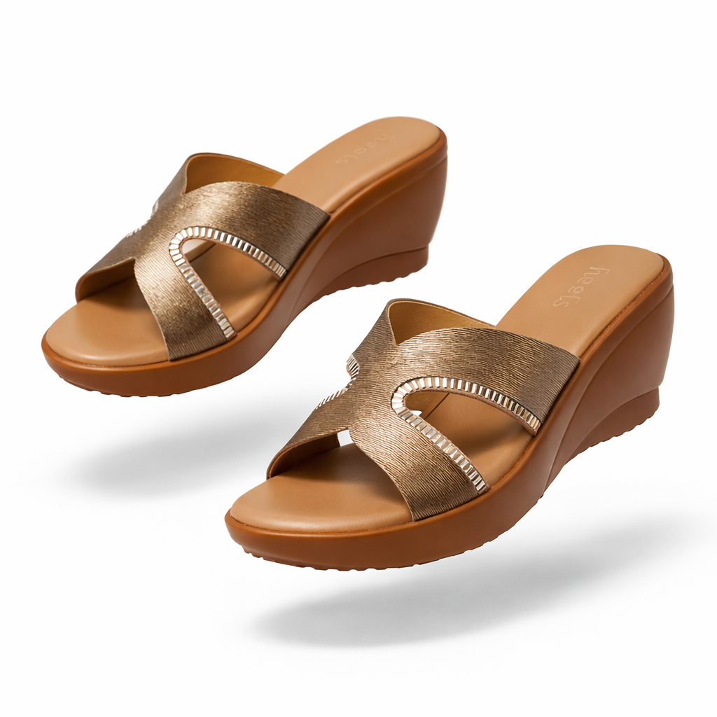 Claire Embellished Wedge Peep Toe Heels - The Heels India