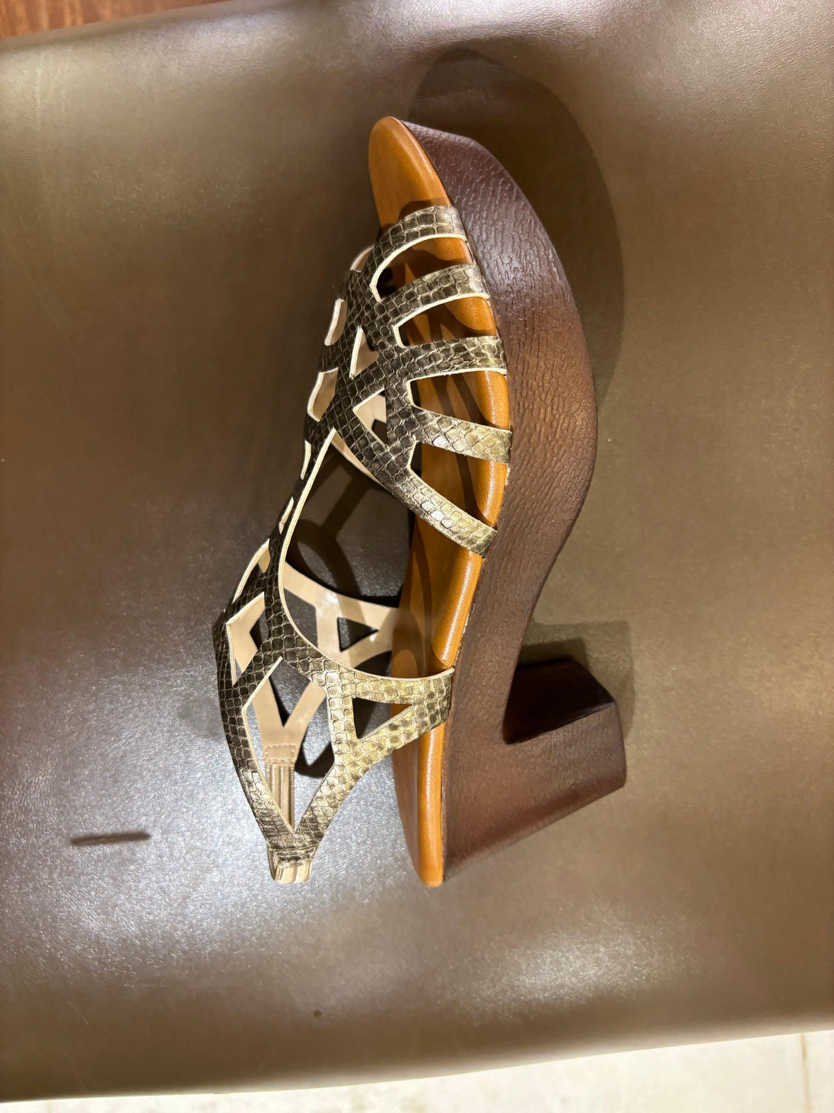 Kylin Platform Gladiator Peep Toe Block Heel Sandals in Gold - The Heels India