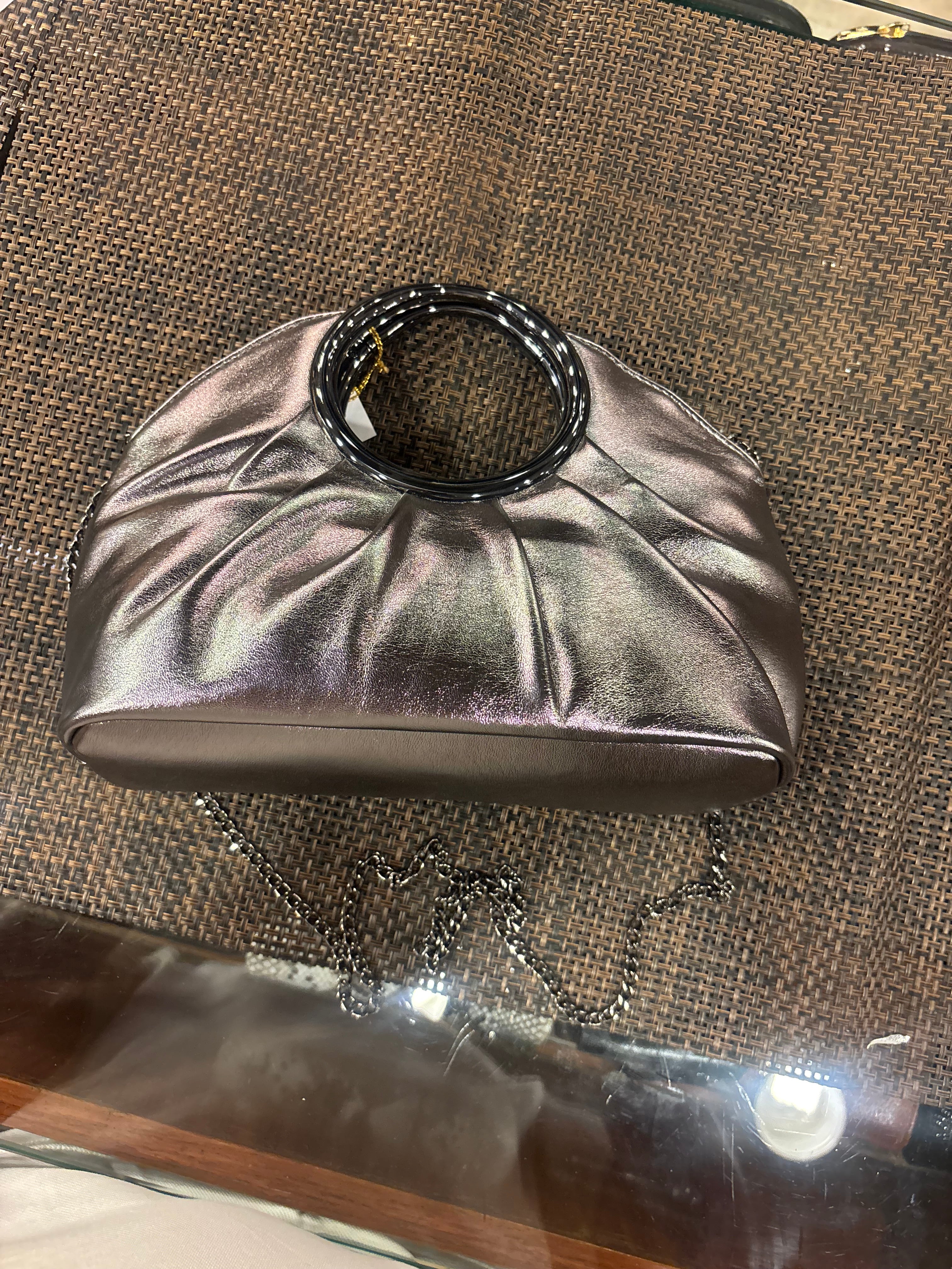 Metallic Circular Handle Quilted Bags