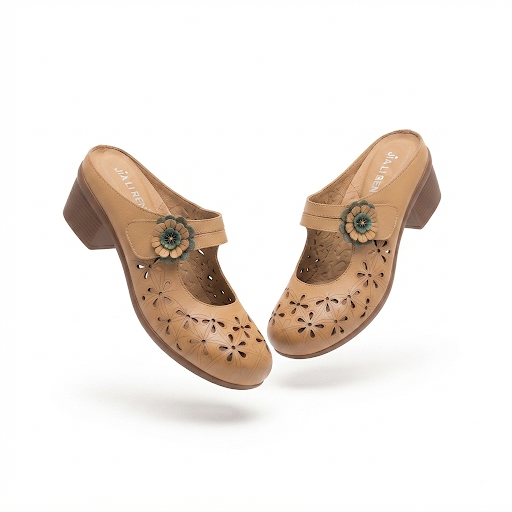 Marcia Premium Leather Perforated Slip On Mules