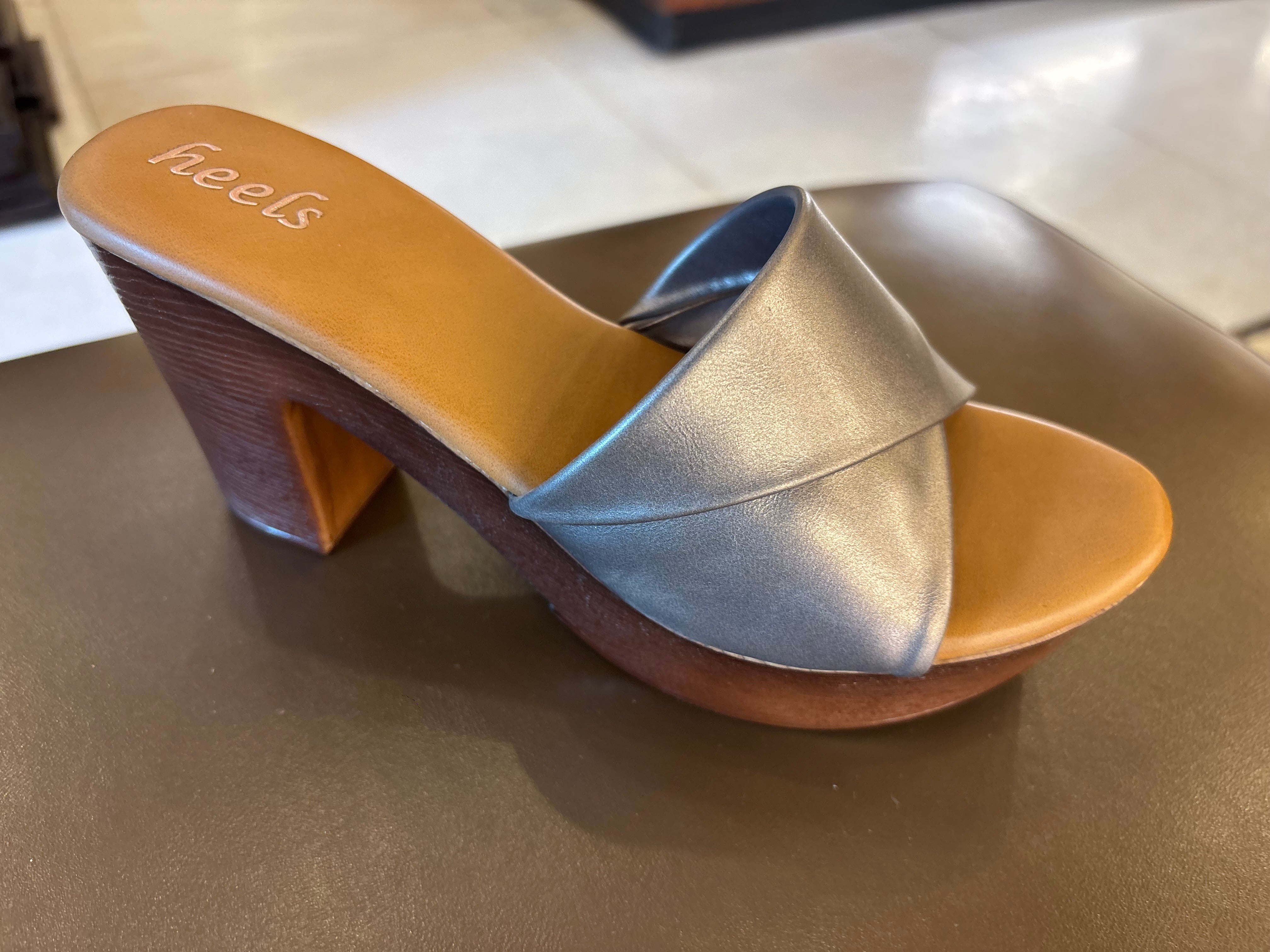 Kim Platform Peep Toe Block Heels Grey - The Heels India