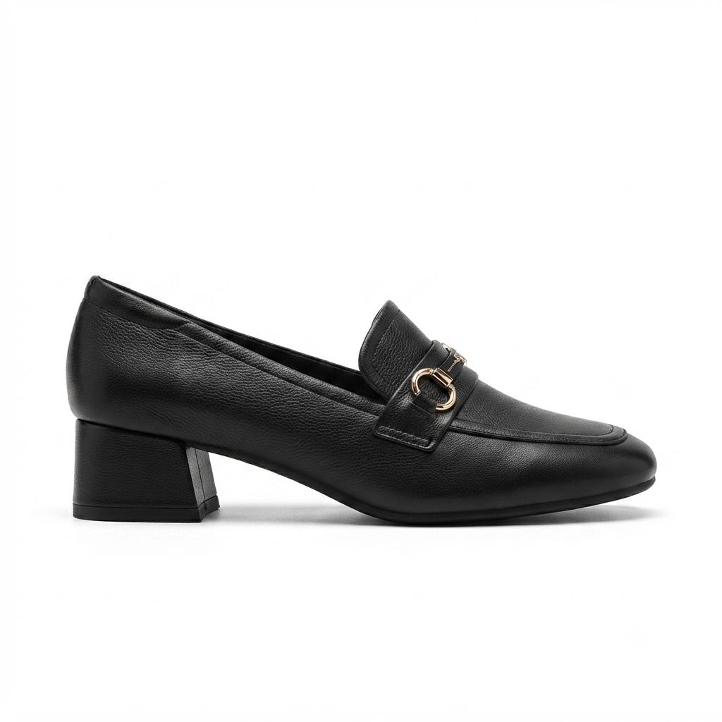 Melissa Premium Leather Block Heel Loafers