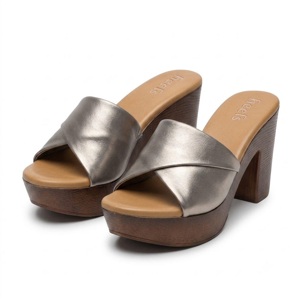 Kim Platform Peep Toe Block Heels Grey - The Heels India