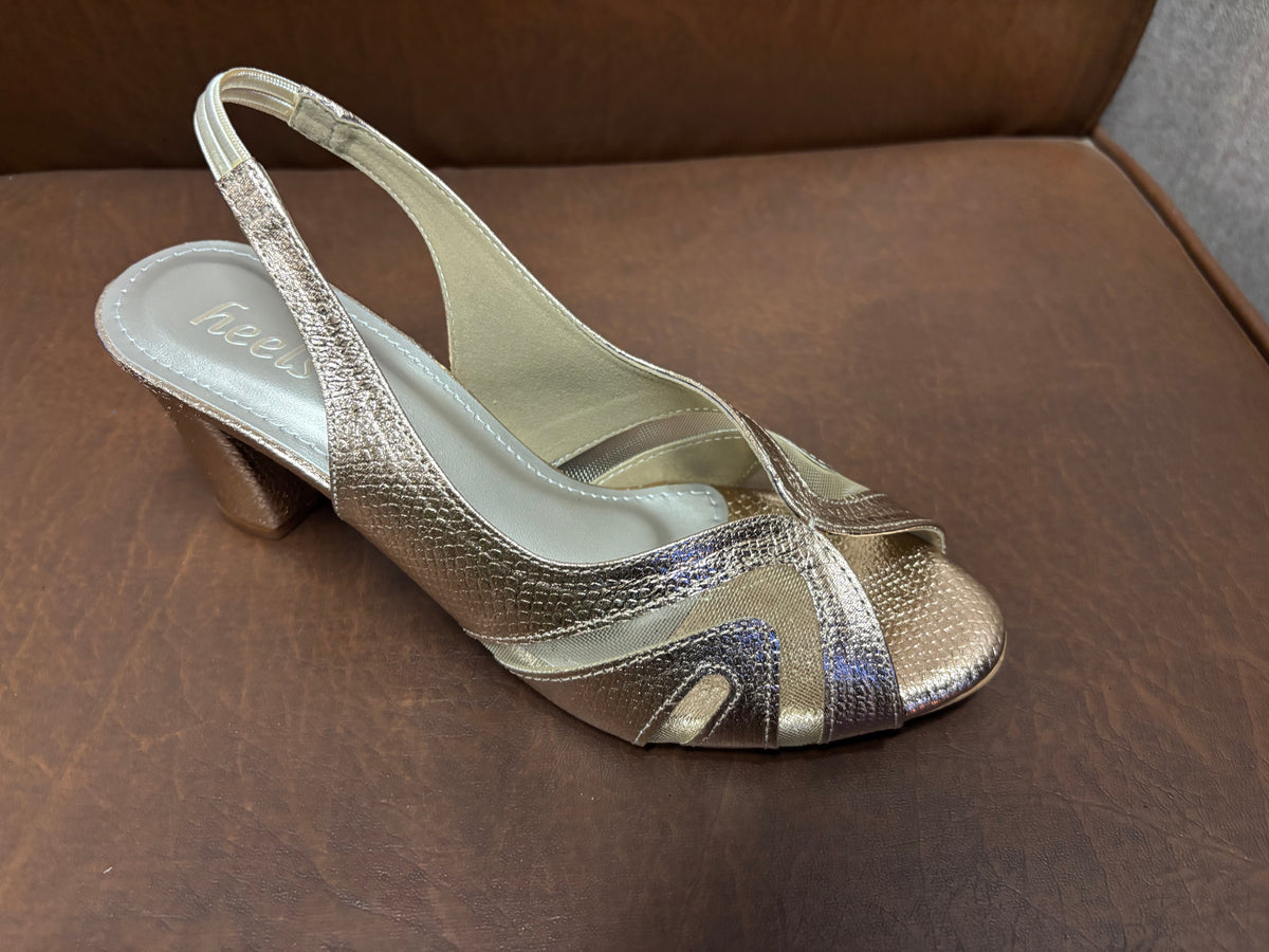 Delma Fancy Mesh Peep Toe Block Heel Sandals in Sultan - The Heels India