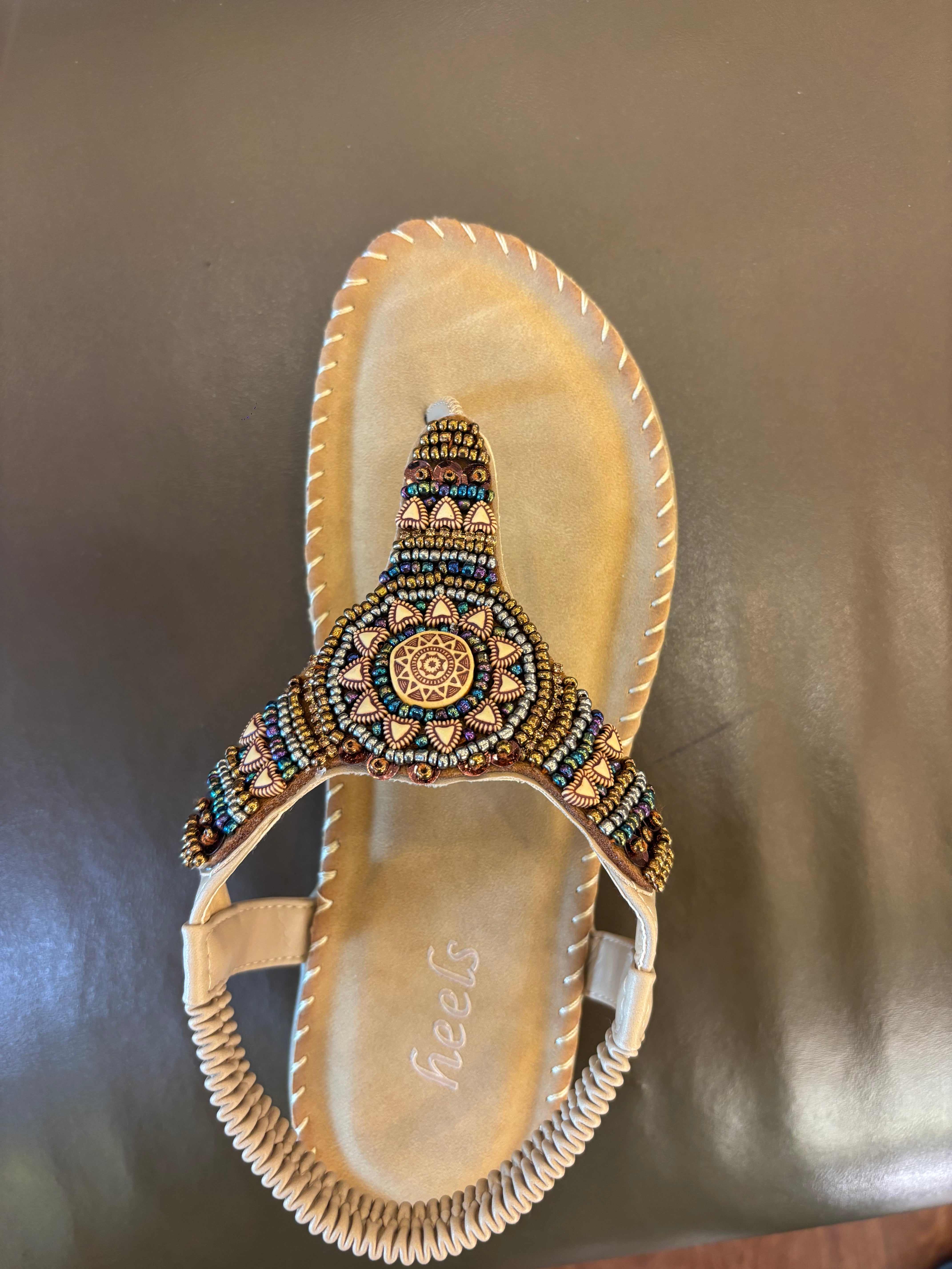 Crimson Embellished Comfort Back Elastic Sandals - The Heels India