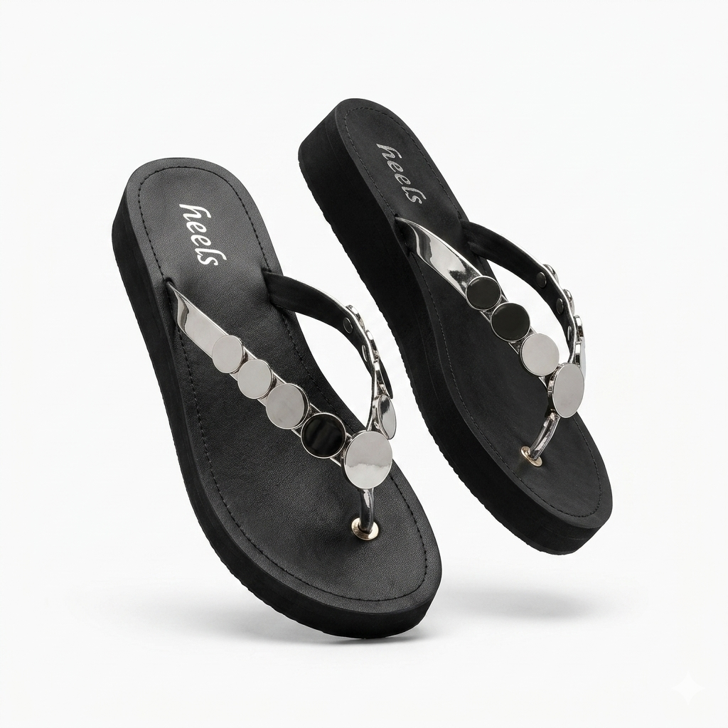 Nicolette Cushioned Coin V Strap Slippers - The Heels India