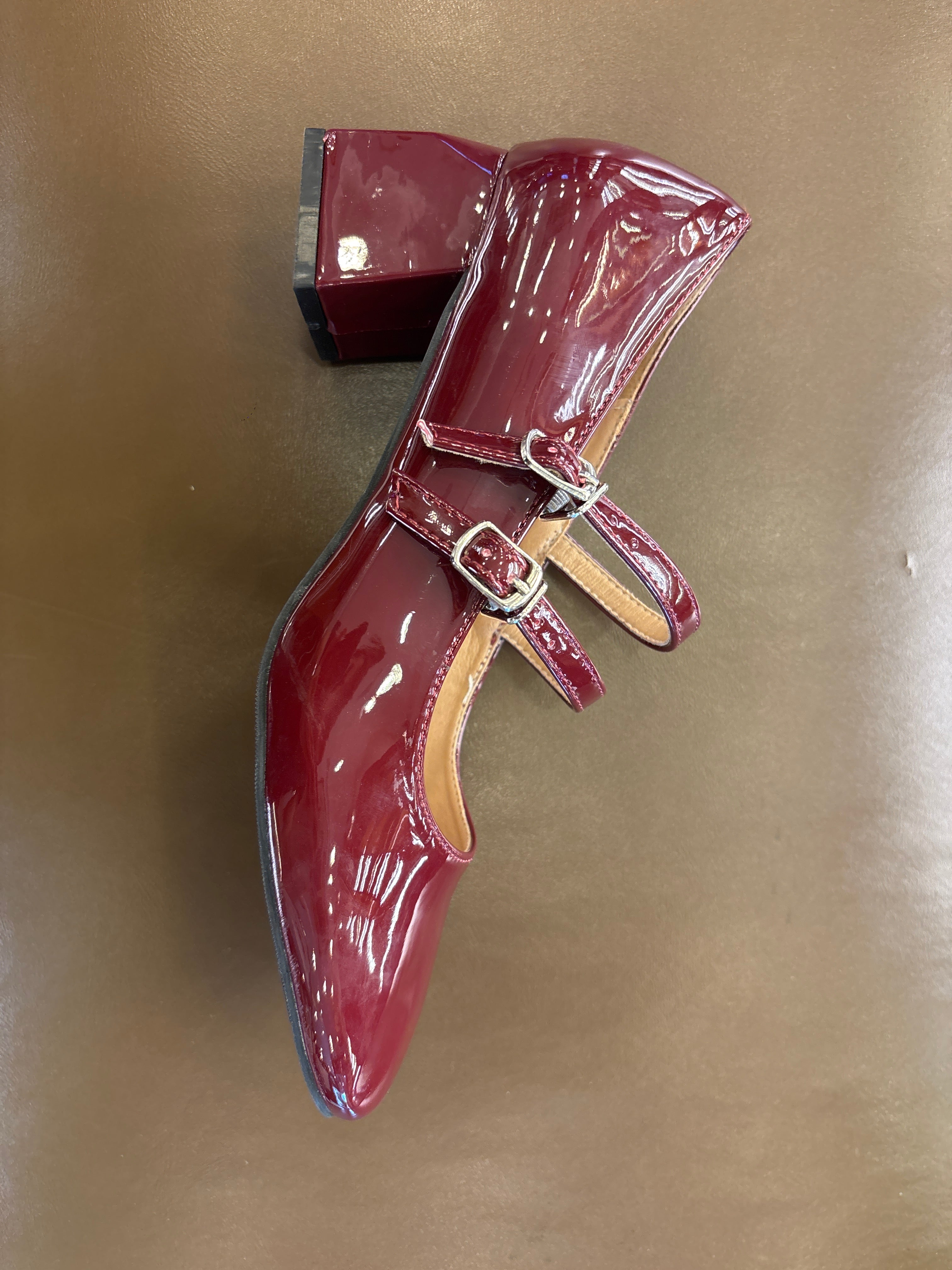 Beryl Patent Block Heel Mary Jane Strap Shoe - The Heels India