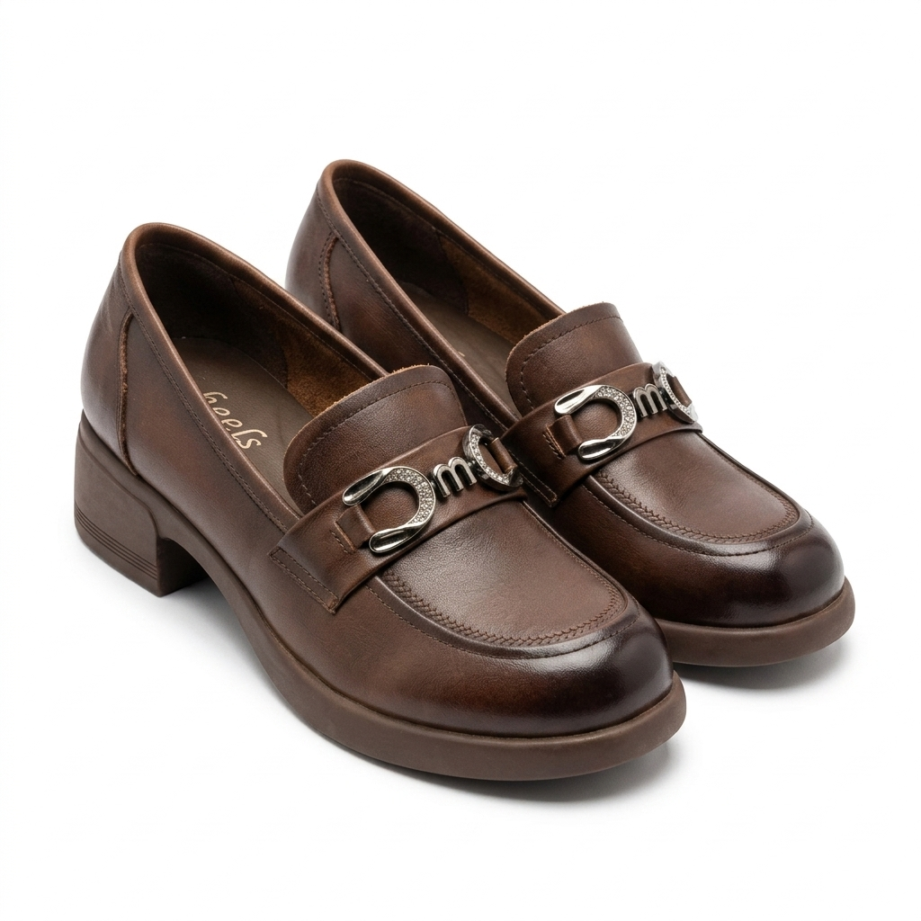 Kelly Premium Leather Mid Heel Loafers
