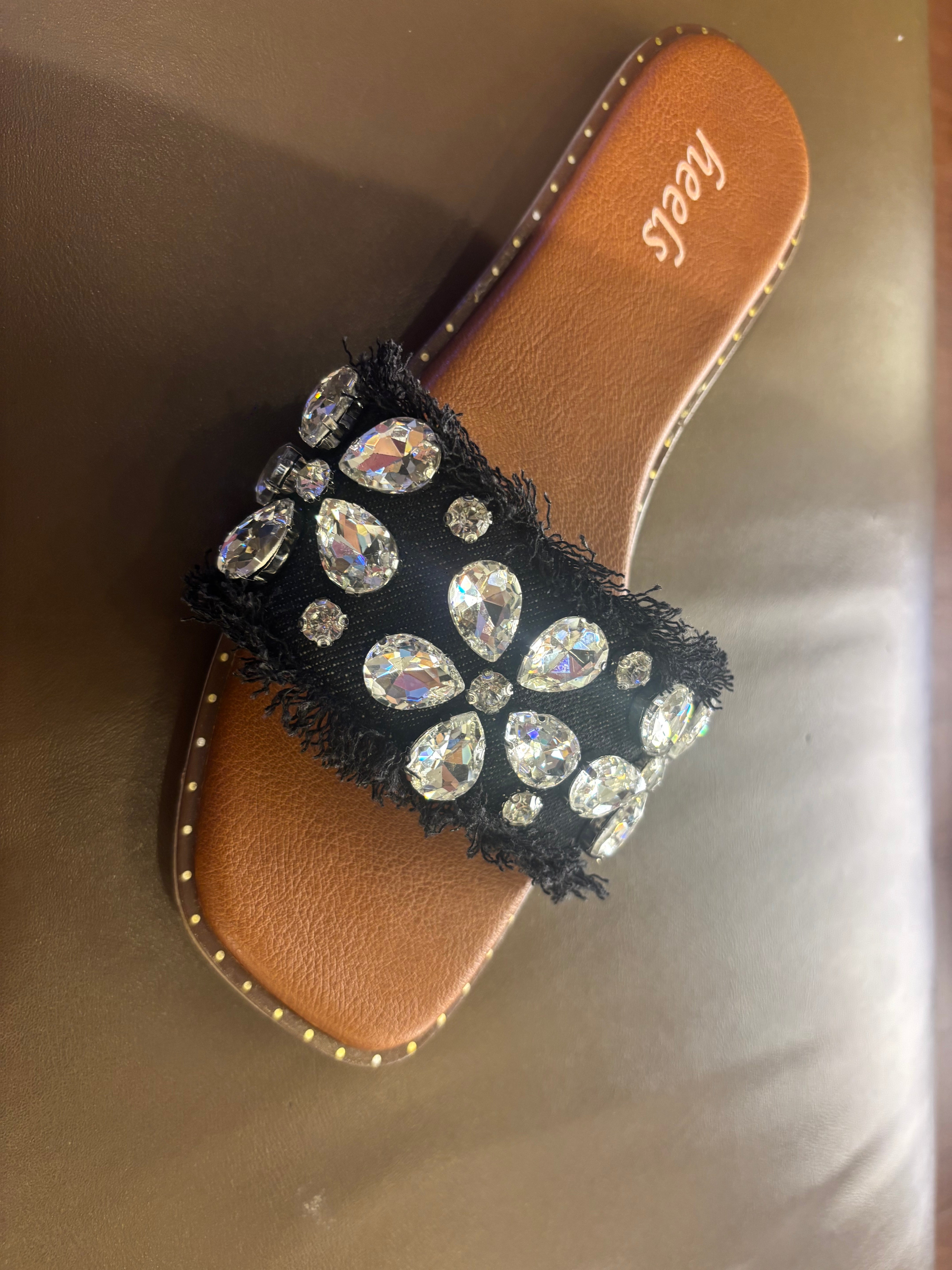 Kiya Embellished Summer Flat Sliders