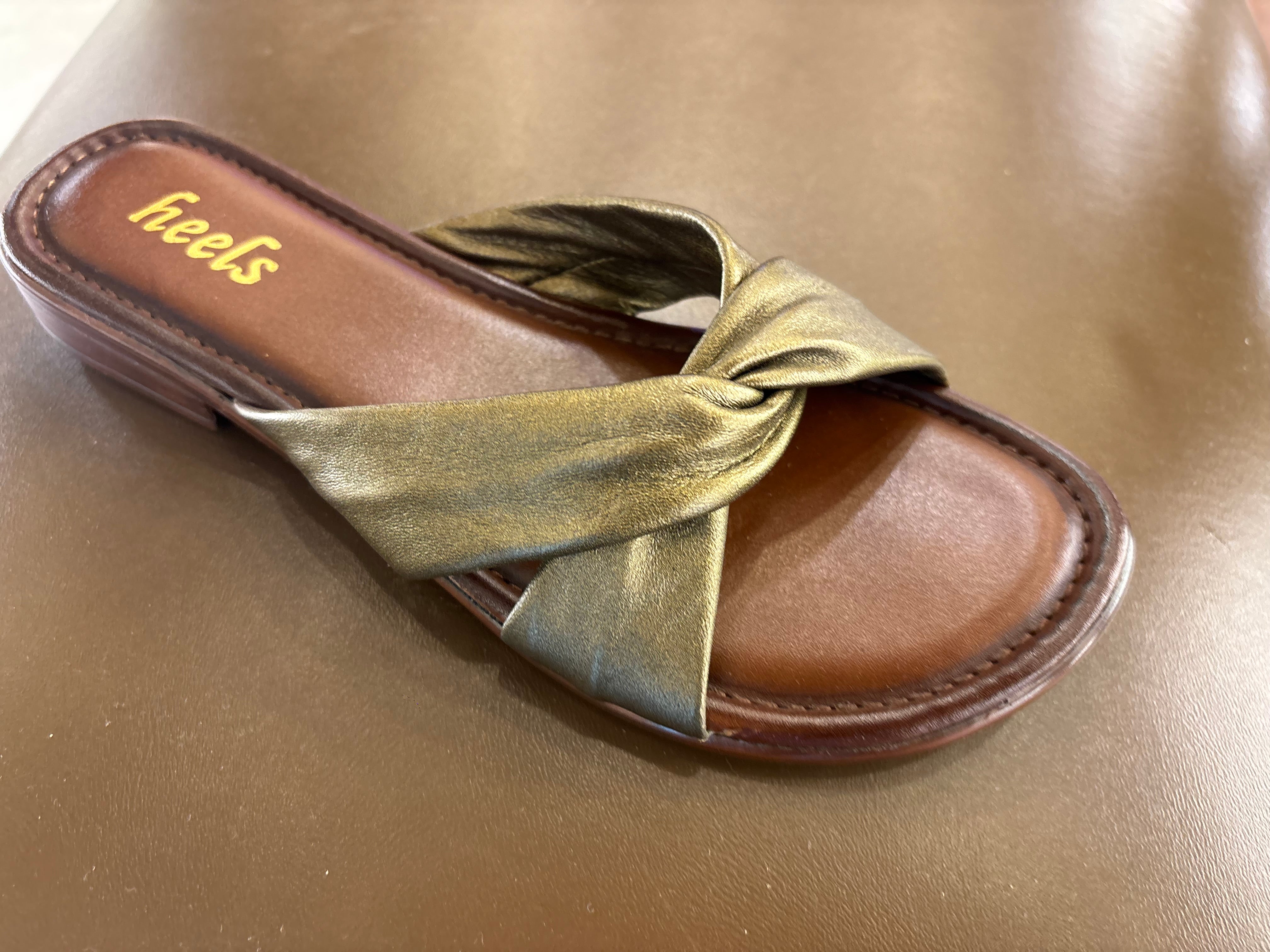 Yaba Leather Soft Napa Cross Flat Sliders