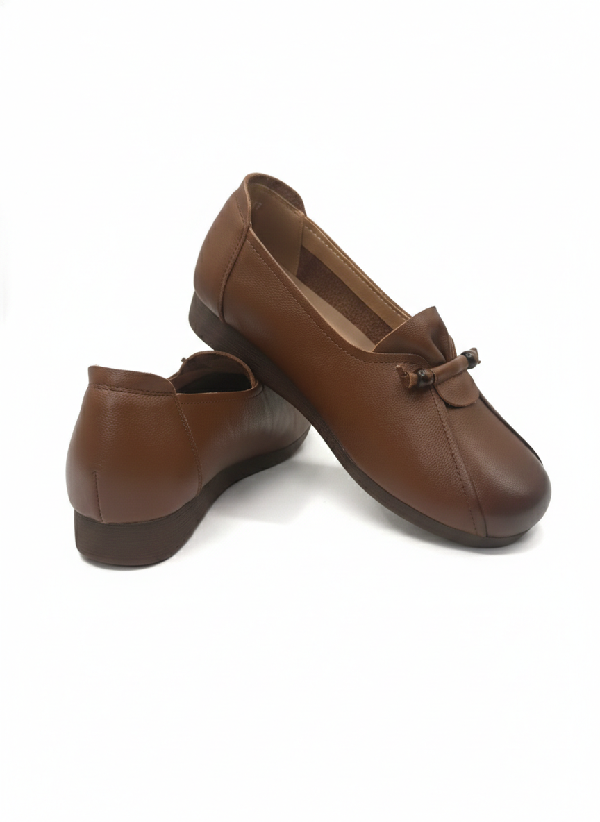 Trisha Premium Leather Cushioned Quilt Loafers