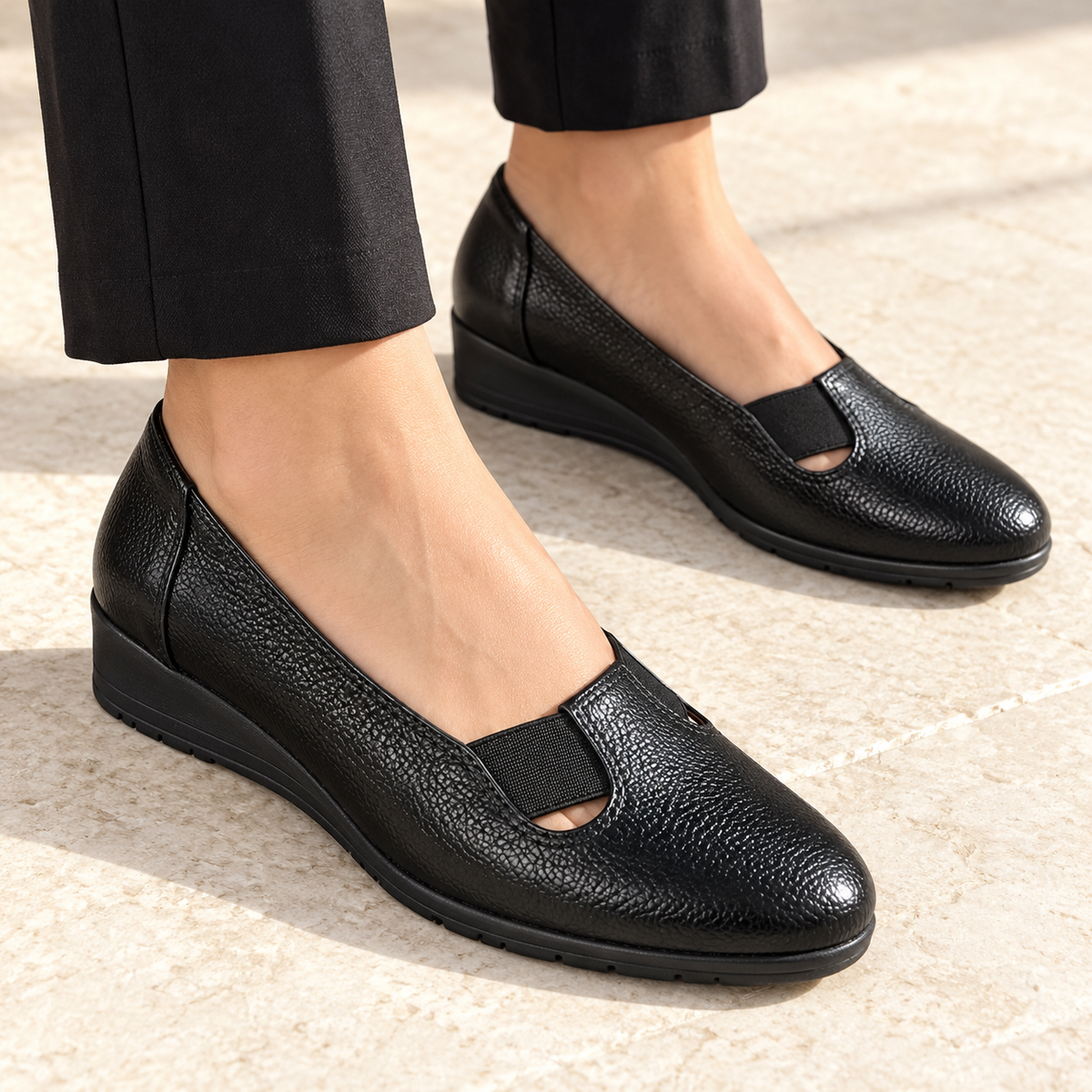 Kylie 2.0 Leather Elastic Wedge Ballerinas