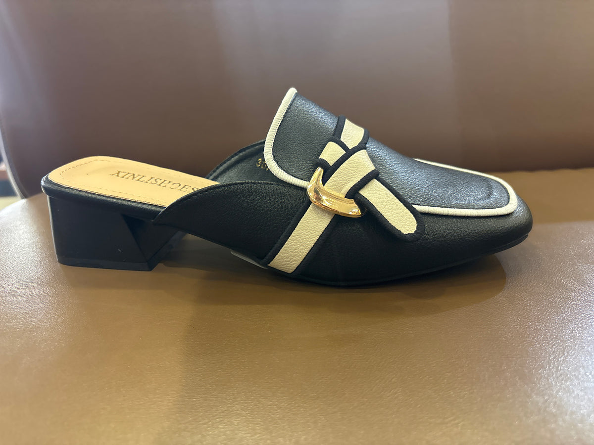 Camila Premium Back Open Block Heel Mules