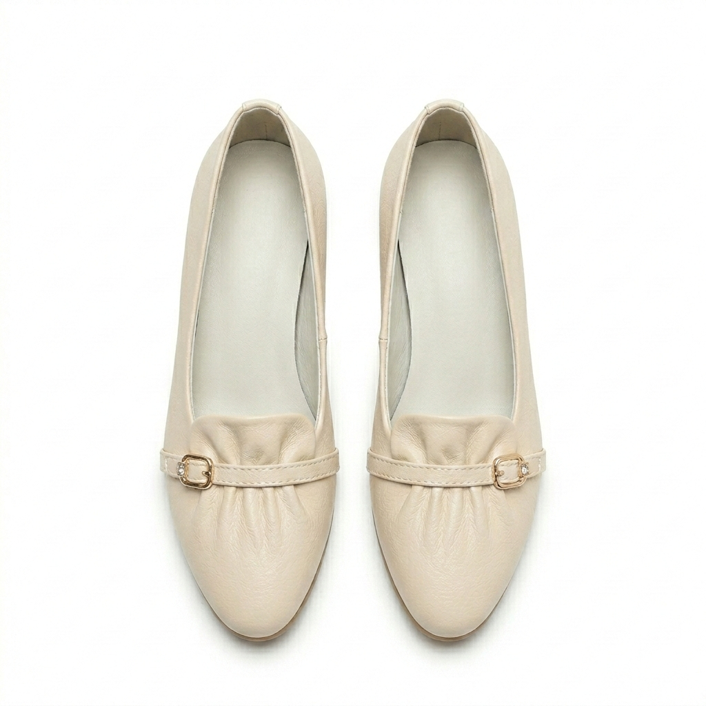 Lisbon Premium Leather Quilted Mid Heel Ballerinas - The Heels India