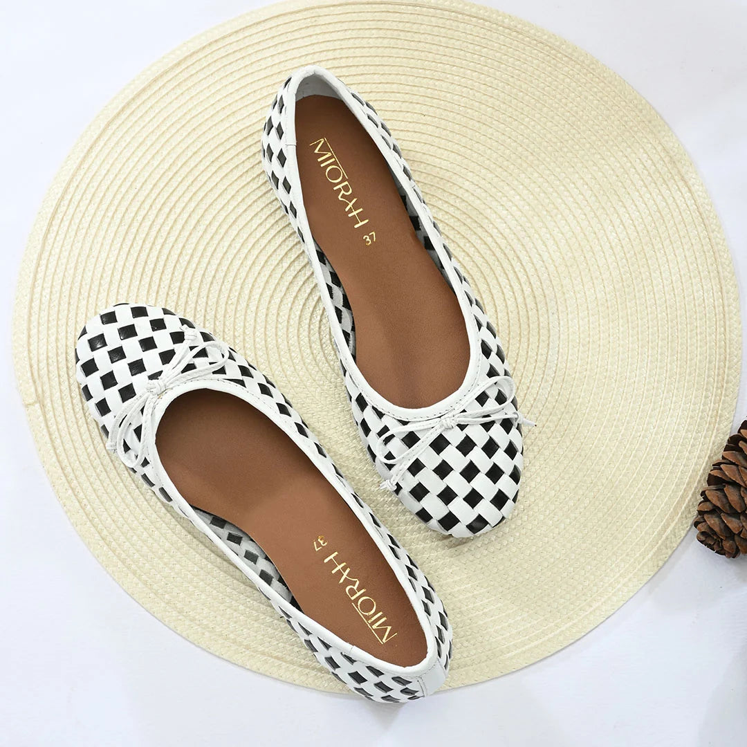 CELINE Premium Leather Weaving Ballerinas