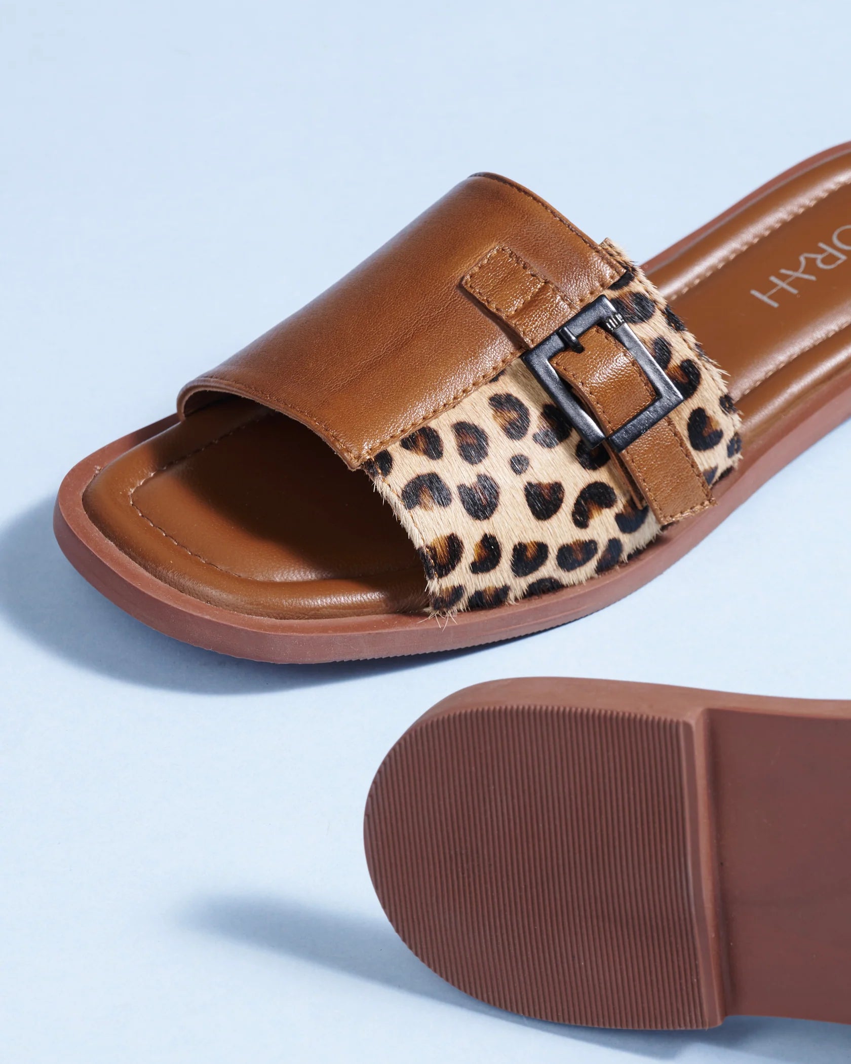 MIA Premium Leather Cushioned Flat Summer Buckled Sliders - The Heels India